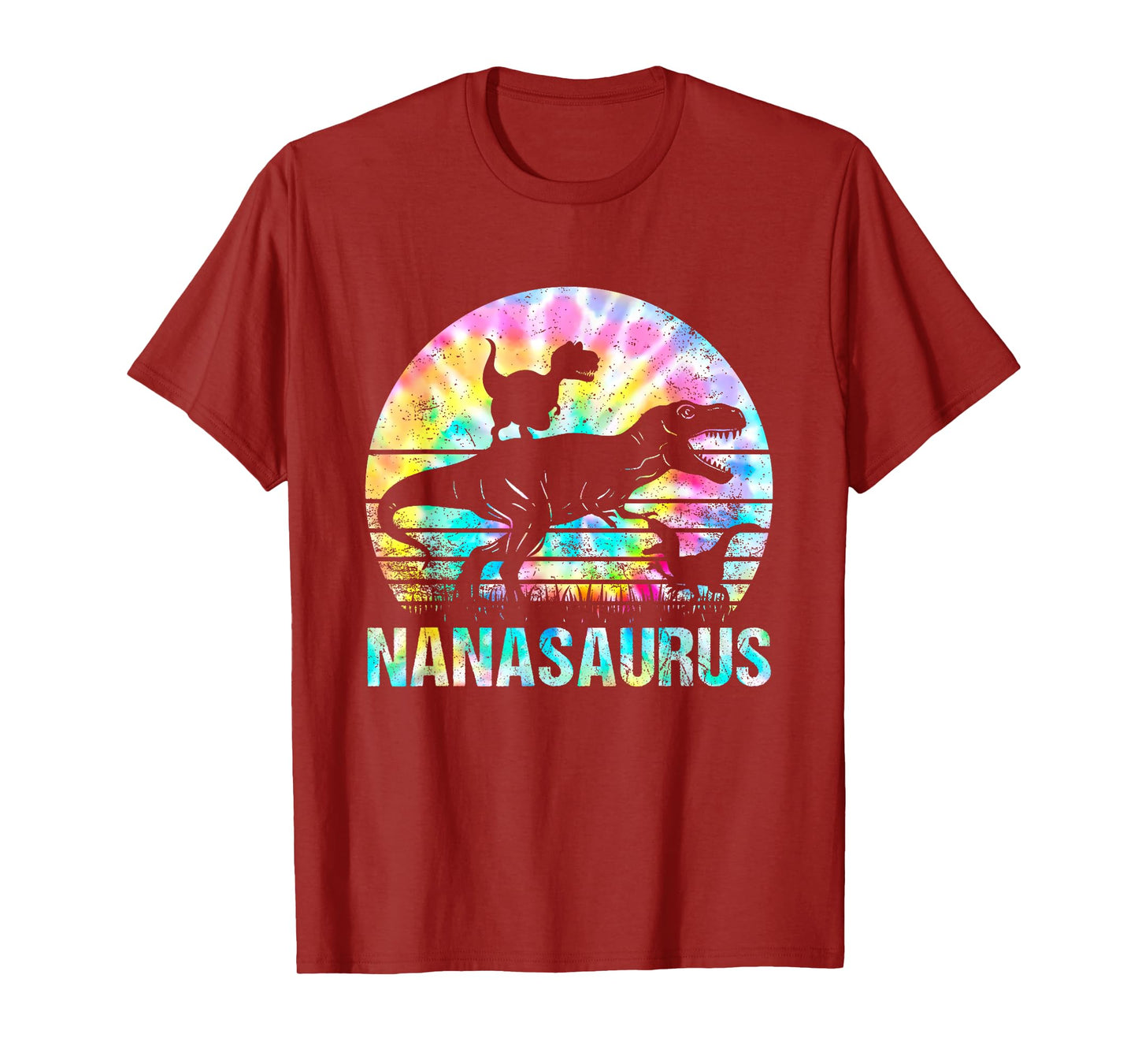 Nanasaurus T Rex Dinosaur Mom Saurus Tie Dye Vintage 70s T-Shirt