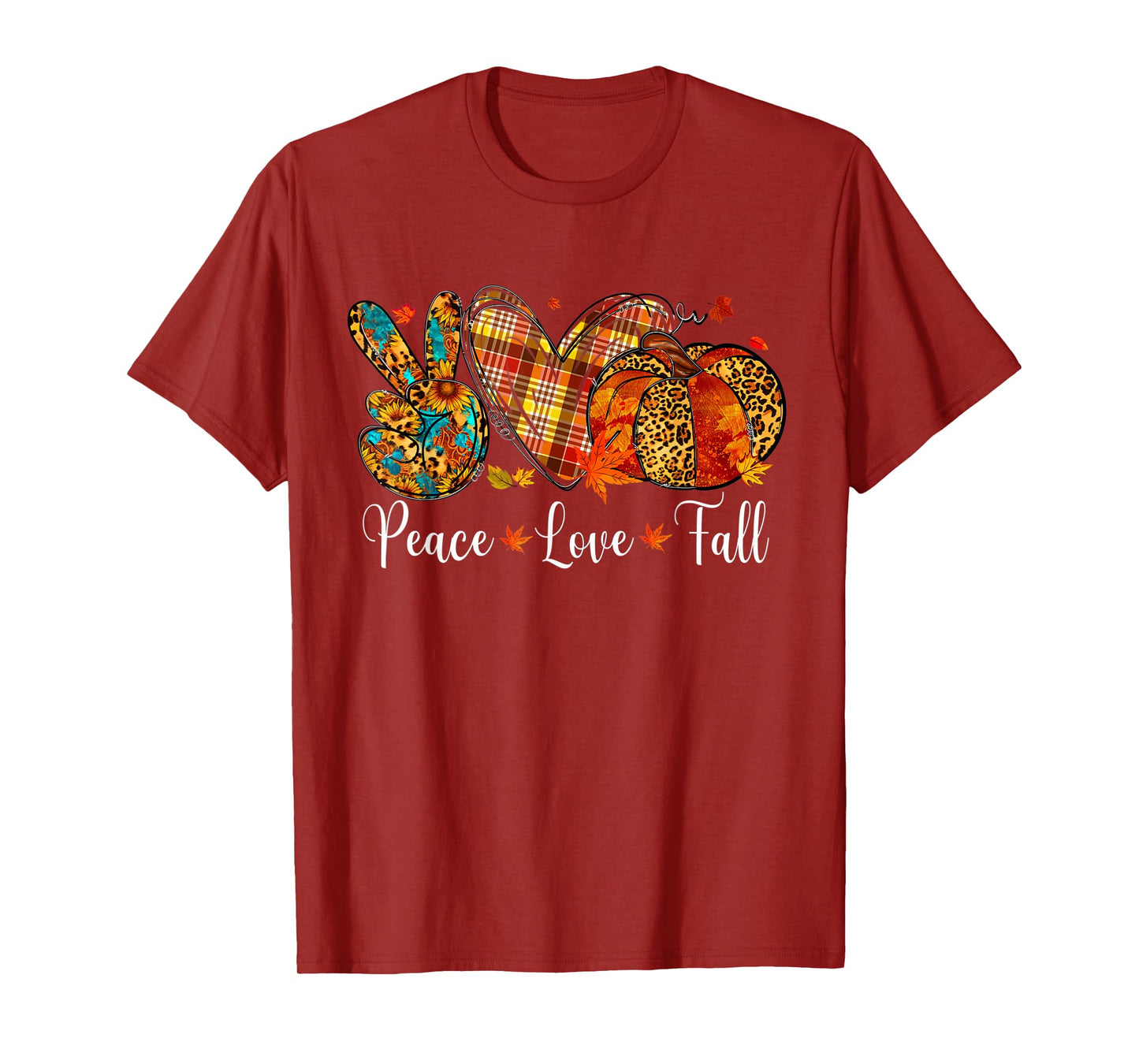 Peace Love Fall Pumpkin Autum Happy Fall Thanksgiving Womens T-Shirt