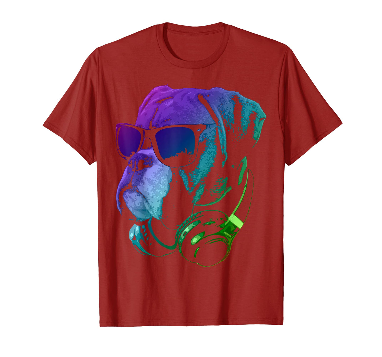 Boxer Dog With Sunglasses And Headphones T-Shirt for Men Women Kids