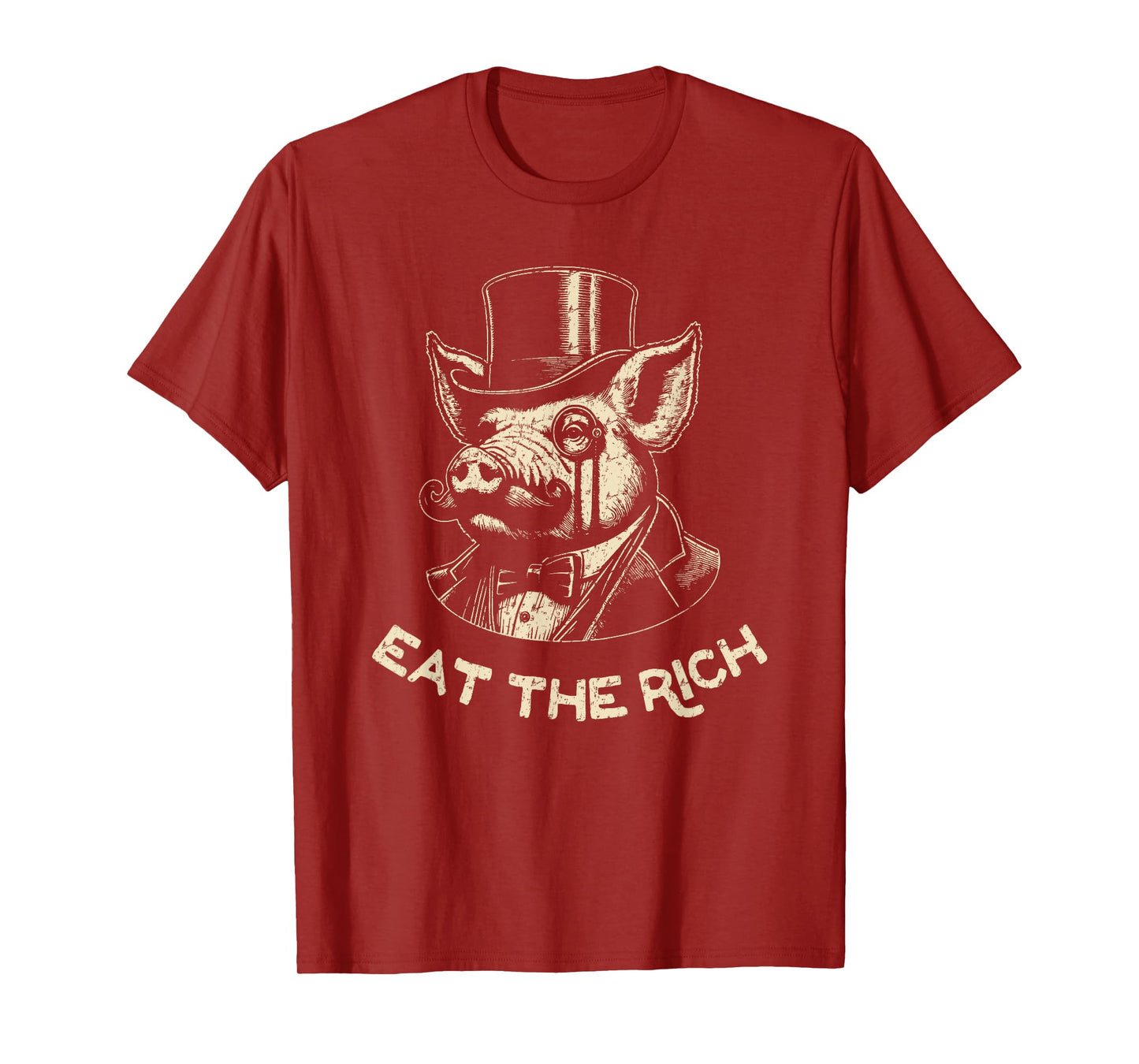 Eat The Rich Funny Vintage Anthropomorphic Pig Satire T-Shirt