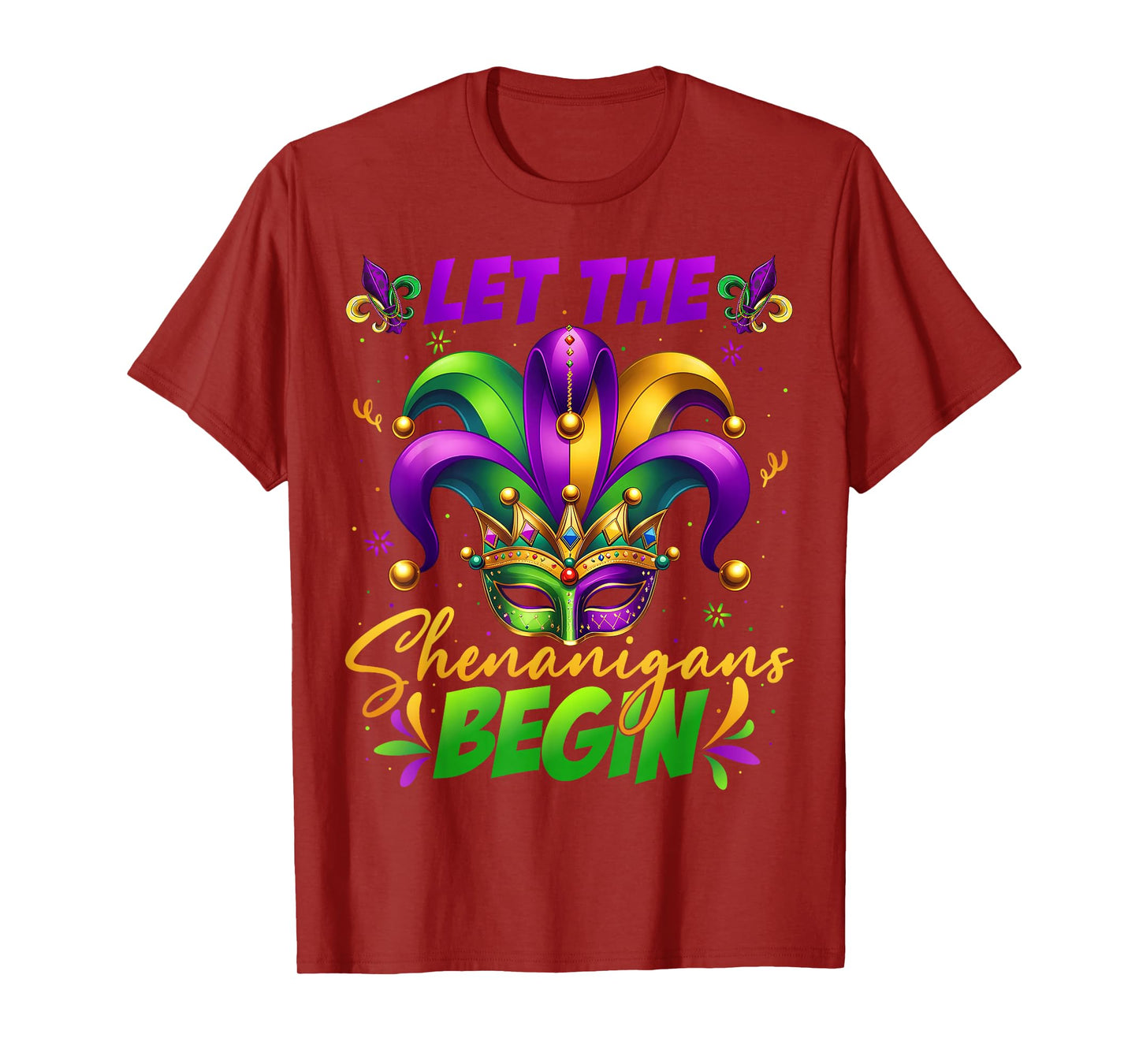 Let The Shenanigans Begin Masked Mardi Gras Kids Men Women T-Shirt