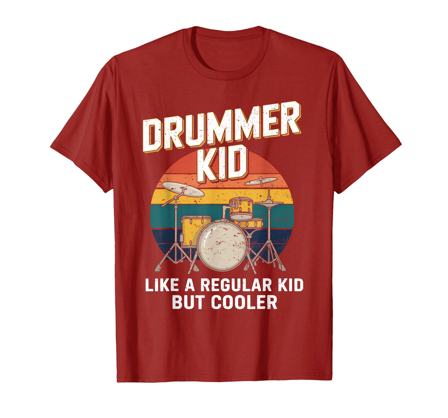 Vintage Drummer Kid Drumming Percussionist Drums Kids Boys T-Shirt