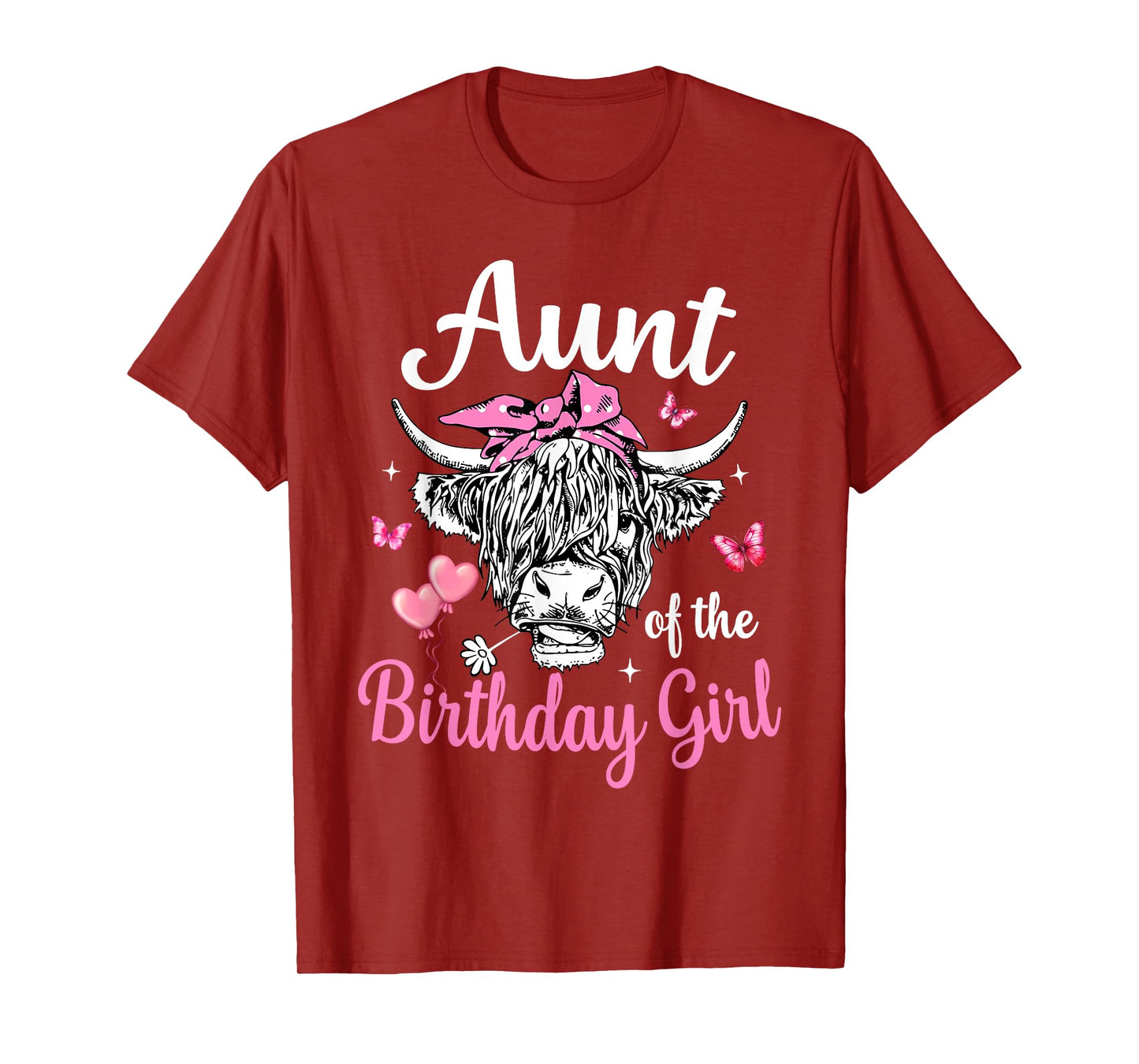 Aunt Of The Birthday Girl Highland Cow Family Matching T-Shirt