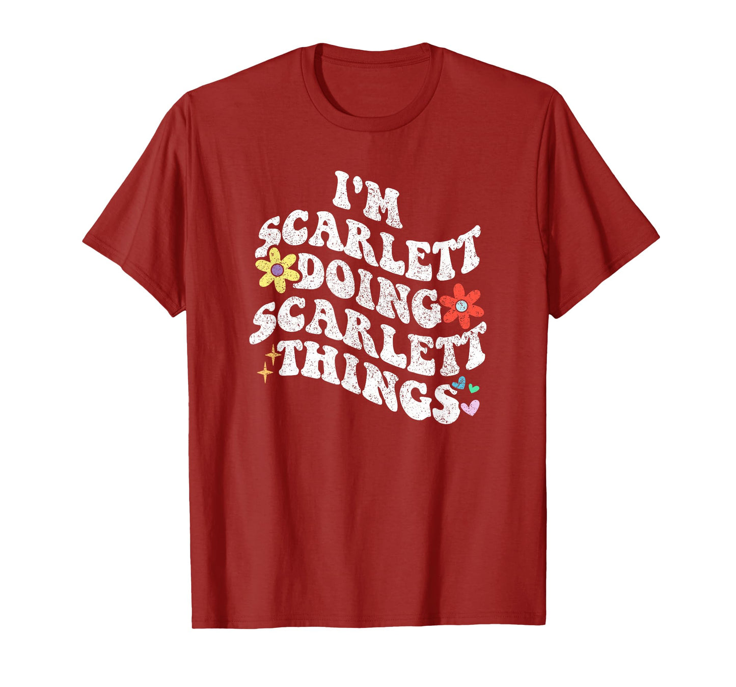 Personalized Name Mothers Day outfit For Women Retro Groovy Im SCARLETT Doing SCARLETT Things Funny T-Shirt