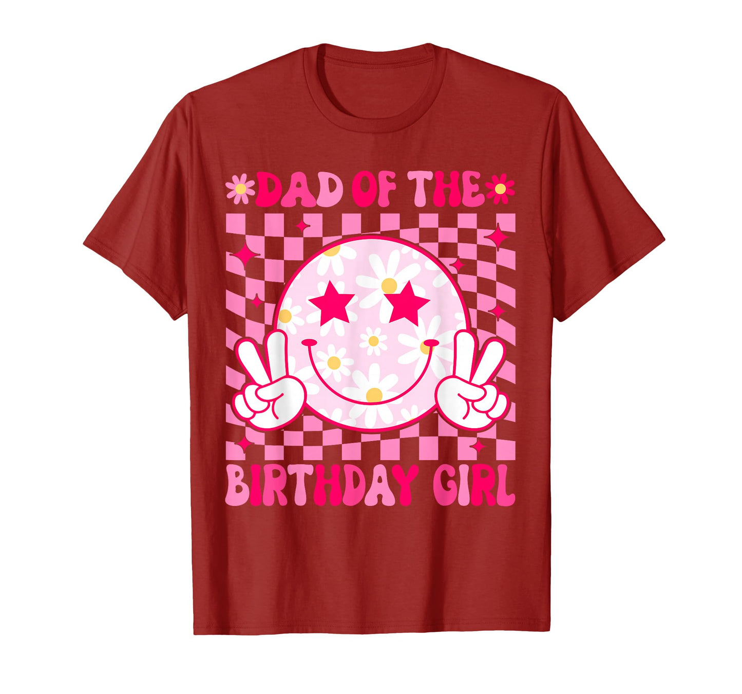 Dad of The Birthday Girl Groovy Birthday Teens Girls Preppy T-Shirt