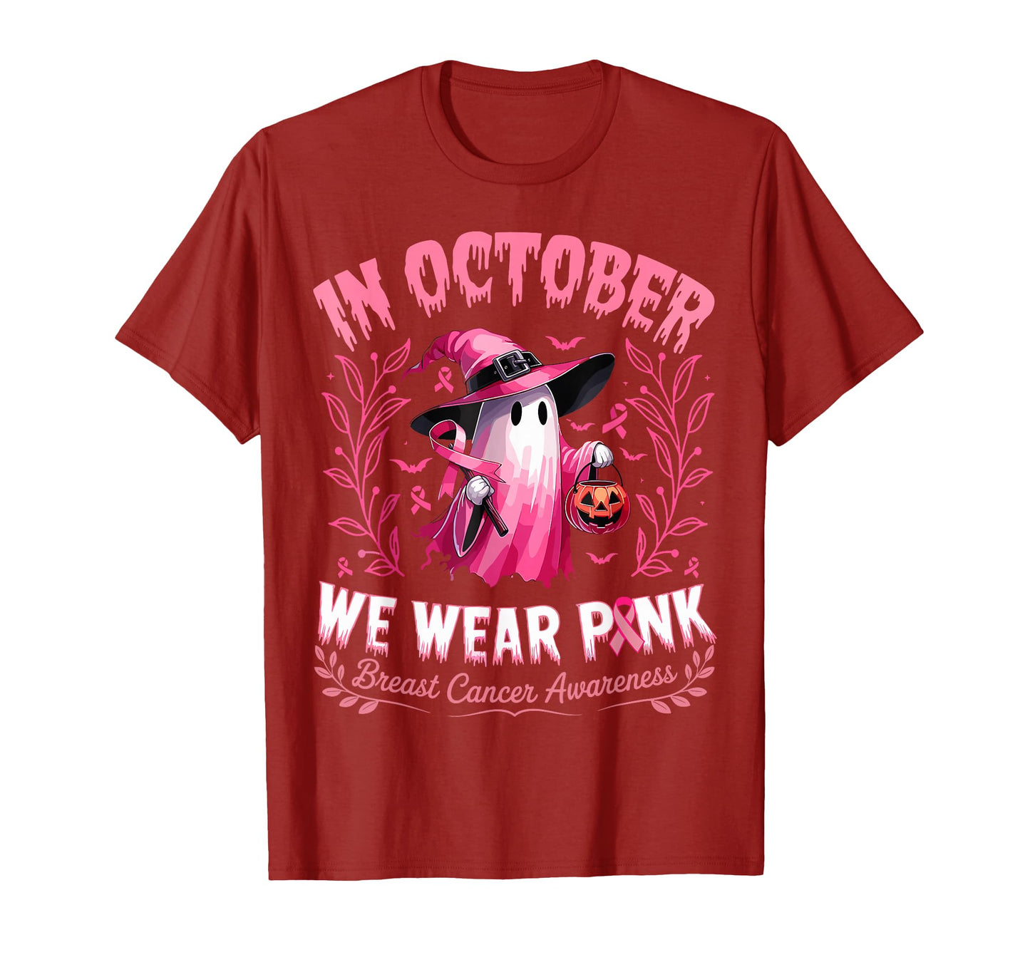 In October We Wear Pink Breast Cancer Awareness Halloween T-Shirt