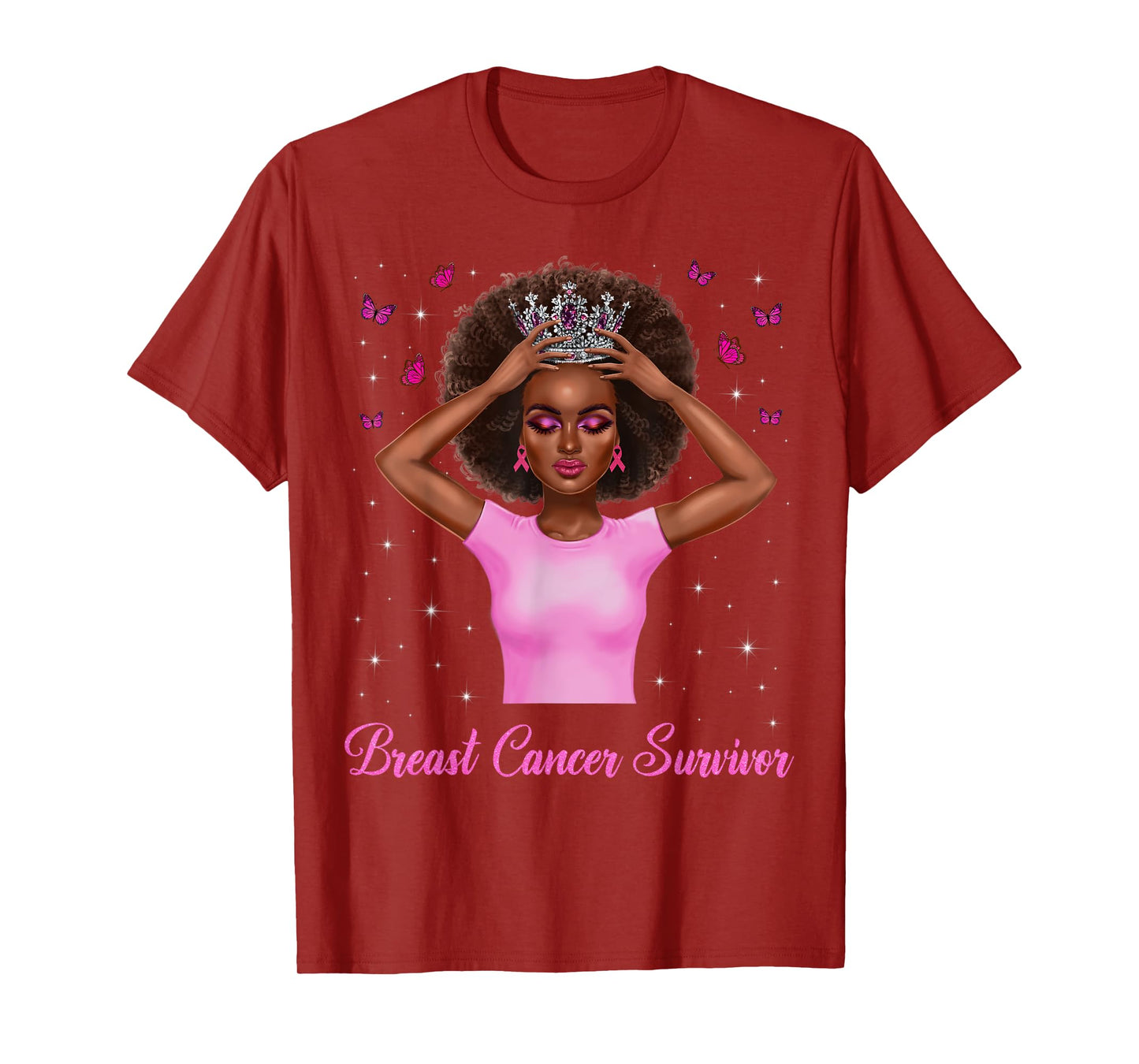 Breast Cancer Survivor Awareness African Woman Black Queen T-Shirt