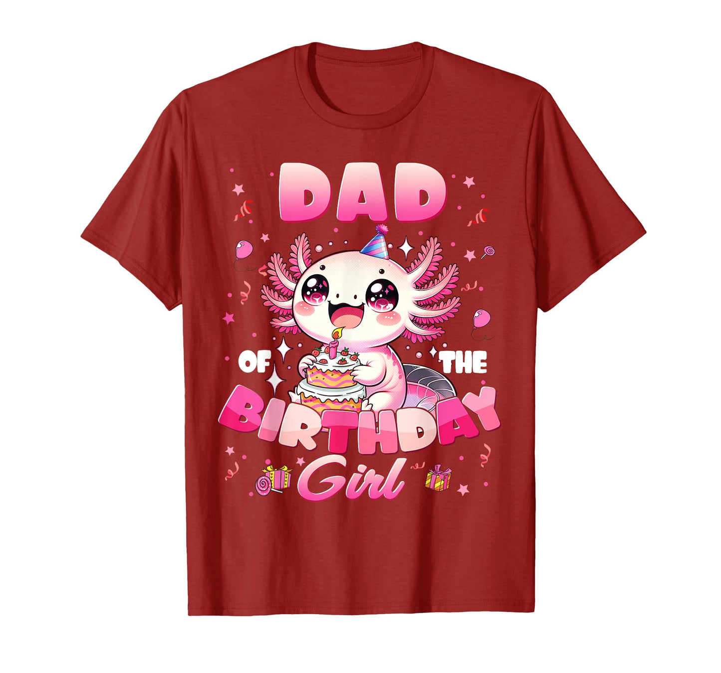 Dad And Mom Of The Birthday Axolotl Family Matching Party T-Shirt