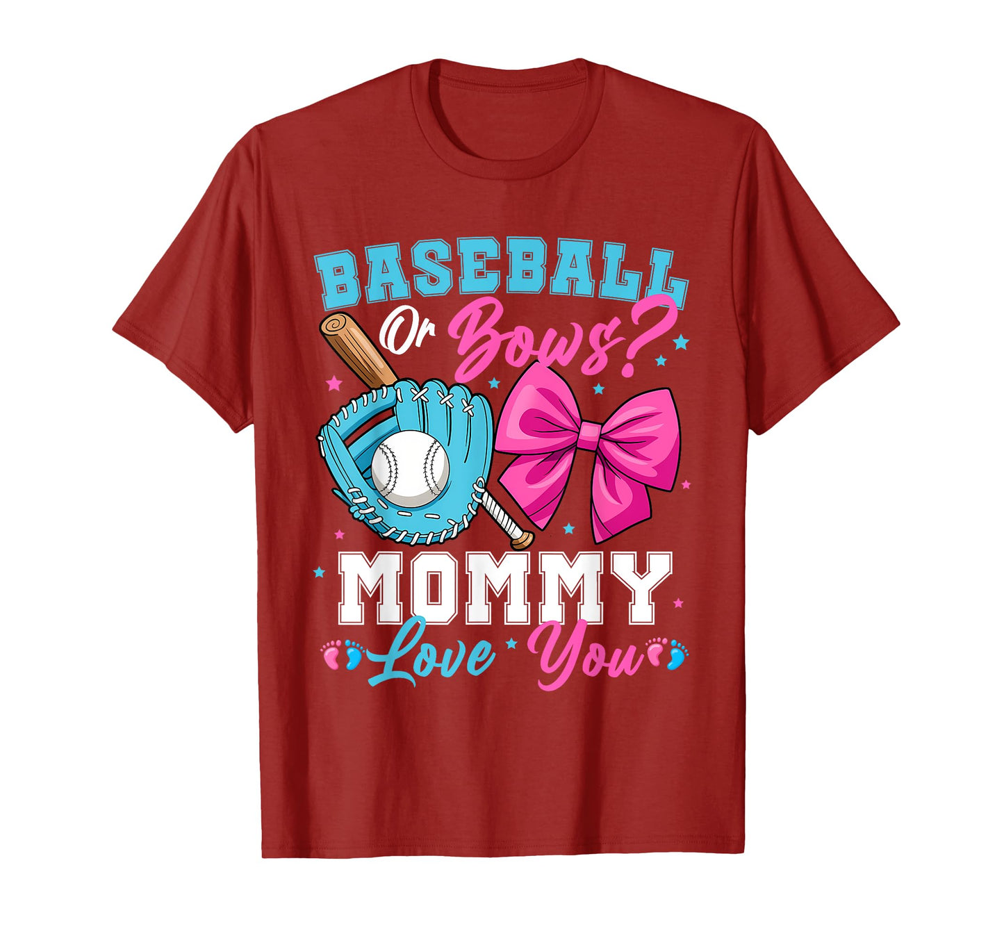 Baseball Or Bows Mommy Loves You Gender Reveal Family T-Shirt