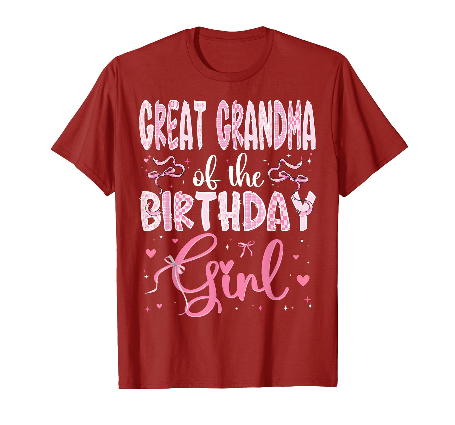 Great Grandma of The Birthday Girl Pink Coquette Bow T-Shirt