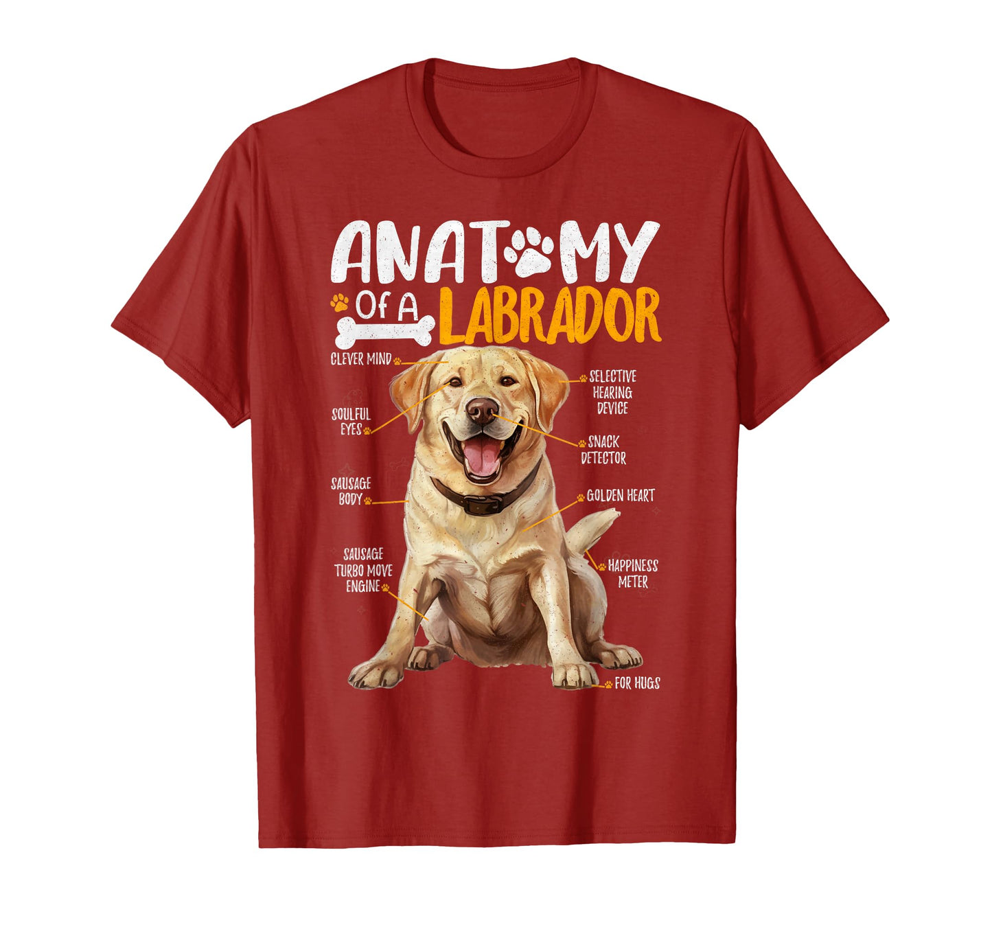 Vintage Anatomy Of A Labrador Dog Lab Funny Puppy Lover Men Women Girls Kids T-Shirt