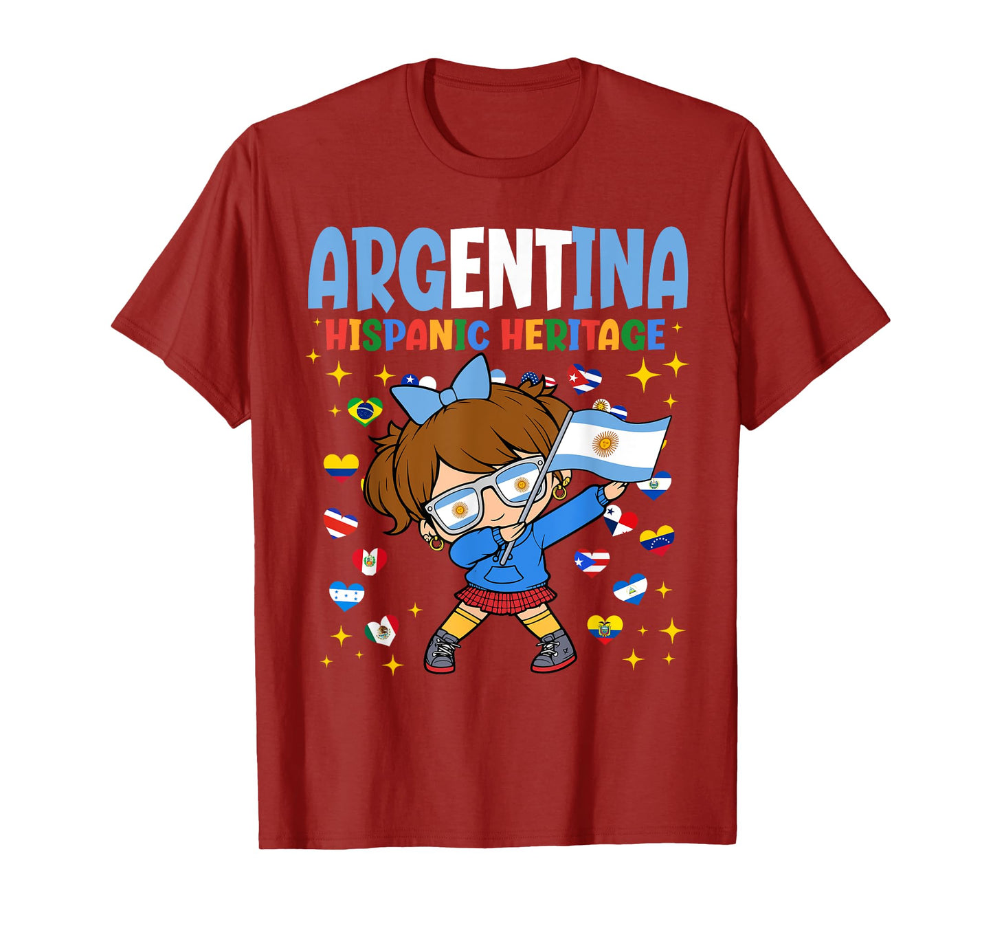 Hispanic Heritage Month Argentina Flag Argentinian Girl Kids T-Shirt