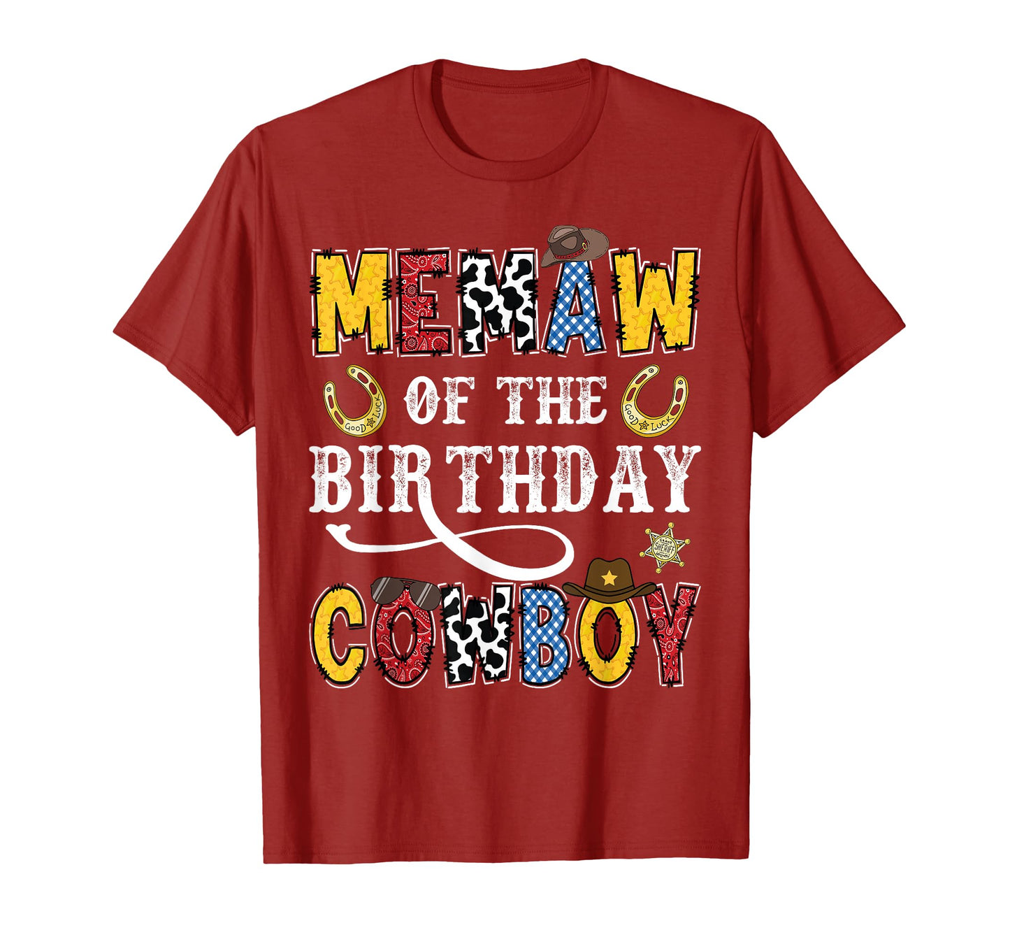 Memaw of The Birthday Cowboy Western Rodeo Memaw T-Shirt
