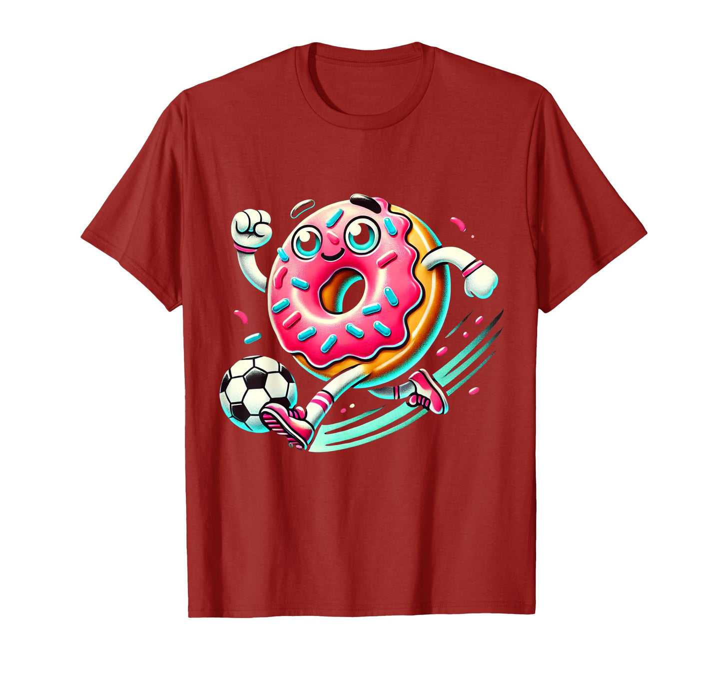 Funny Donut Playing Soccer Food Champ Sports Donut T-Shirt