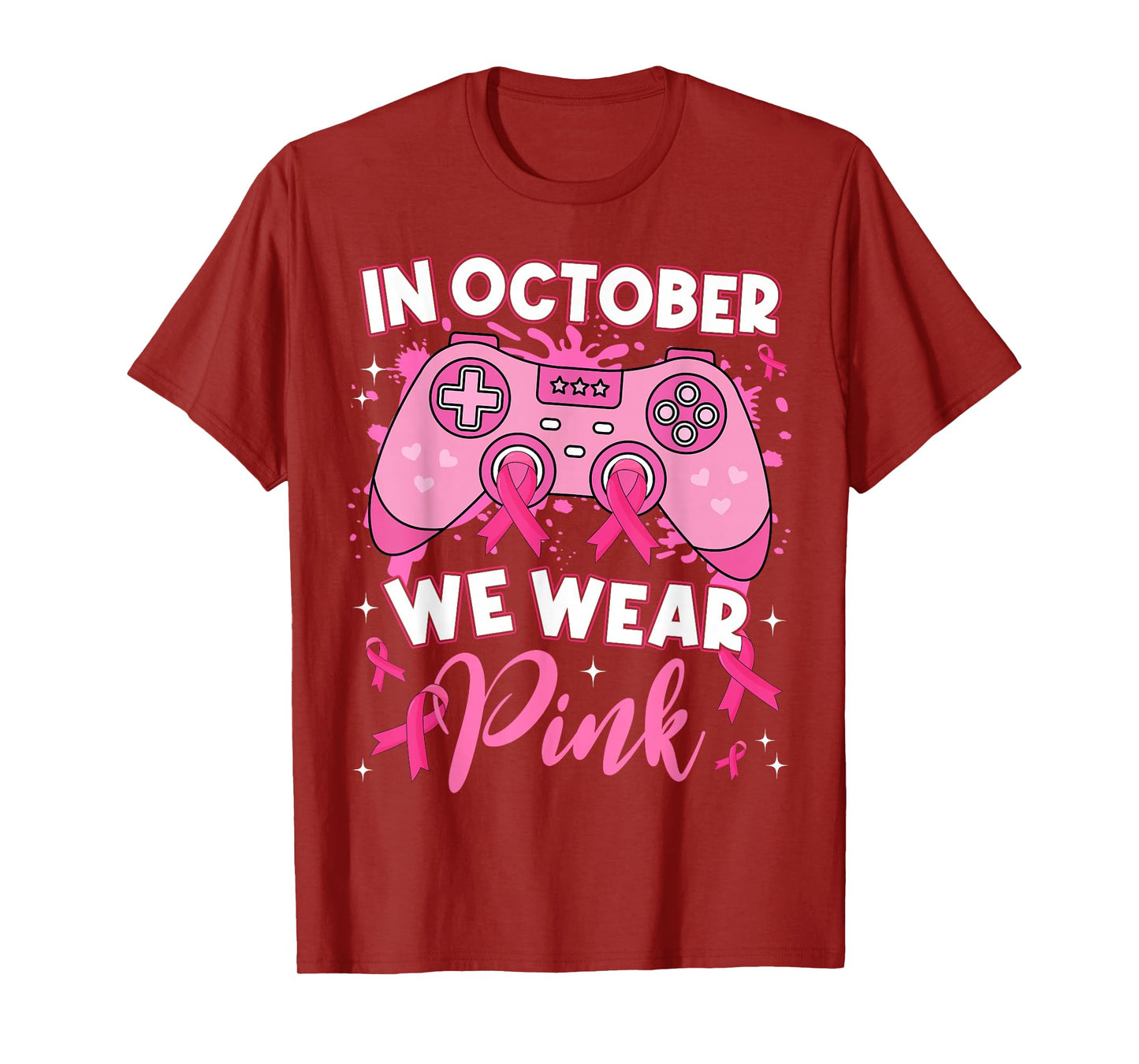 Gamer Gaming In October We Wear Pink Breast Cancer Boys Kids T-Shirt