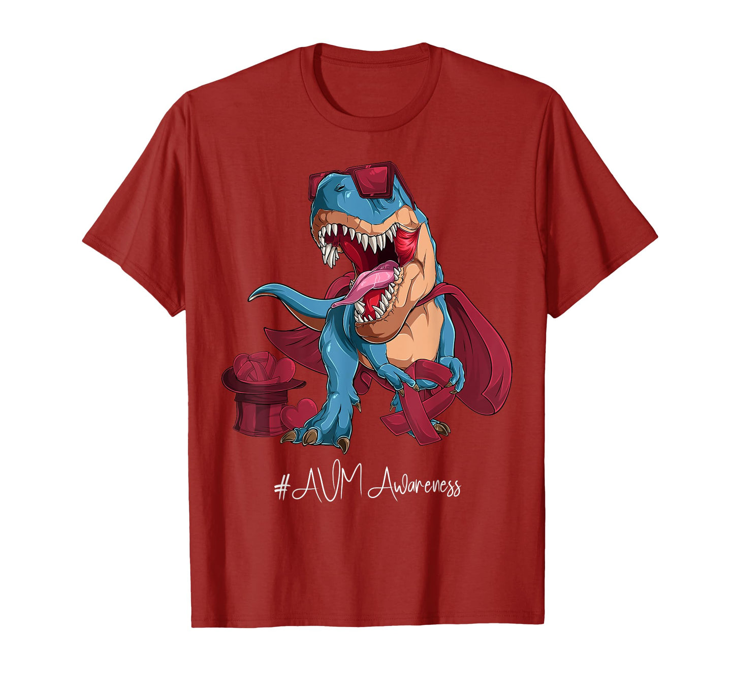 AVM Awareness Month Burgundy Ribbon Trex T-Shirt