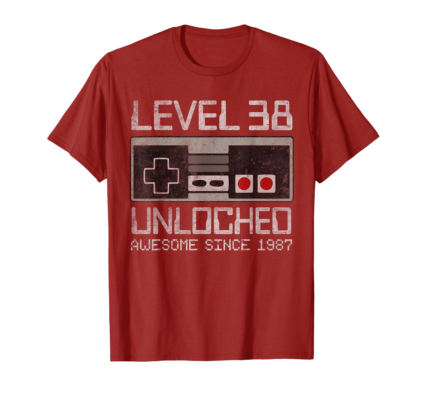Level 38 Unlocked 38th Birthday 38 Year Old Video Gamer Men T-Shirt