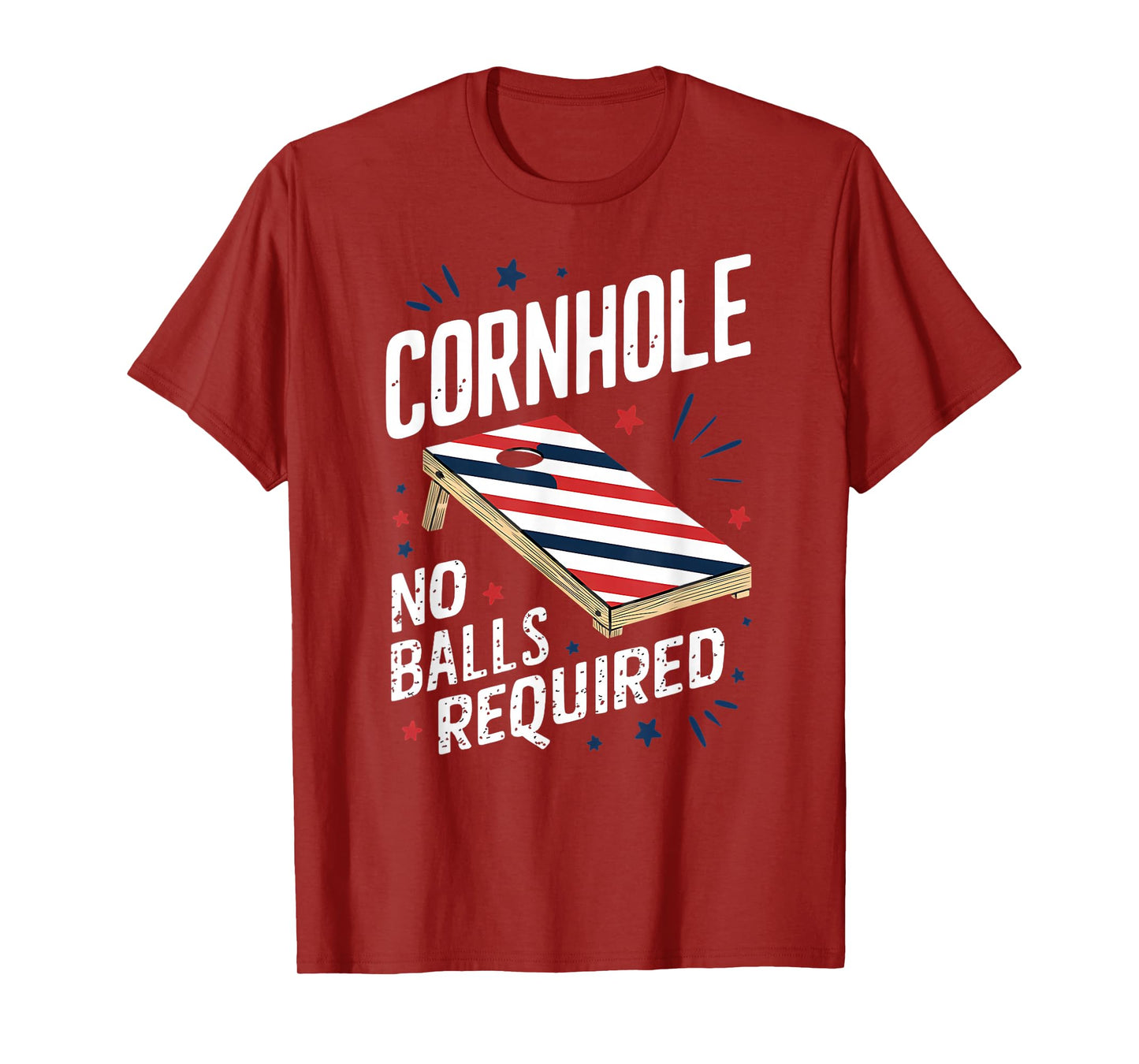 Funny Patriotic July 4th Cornhole No Balls Required T-Shirt