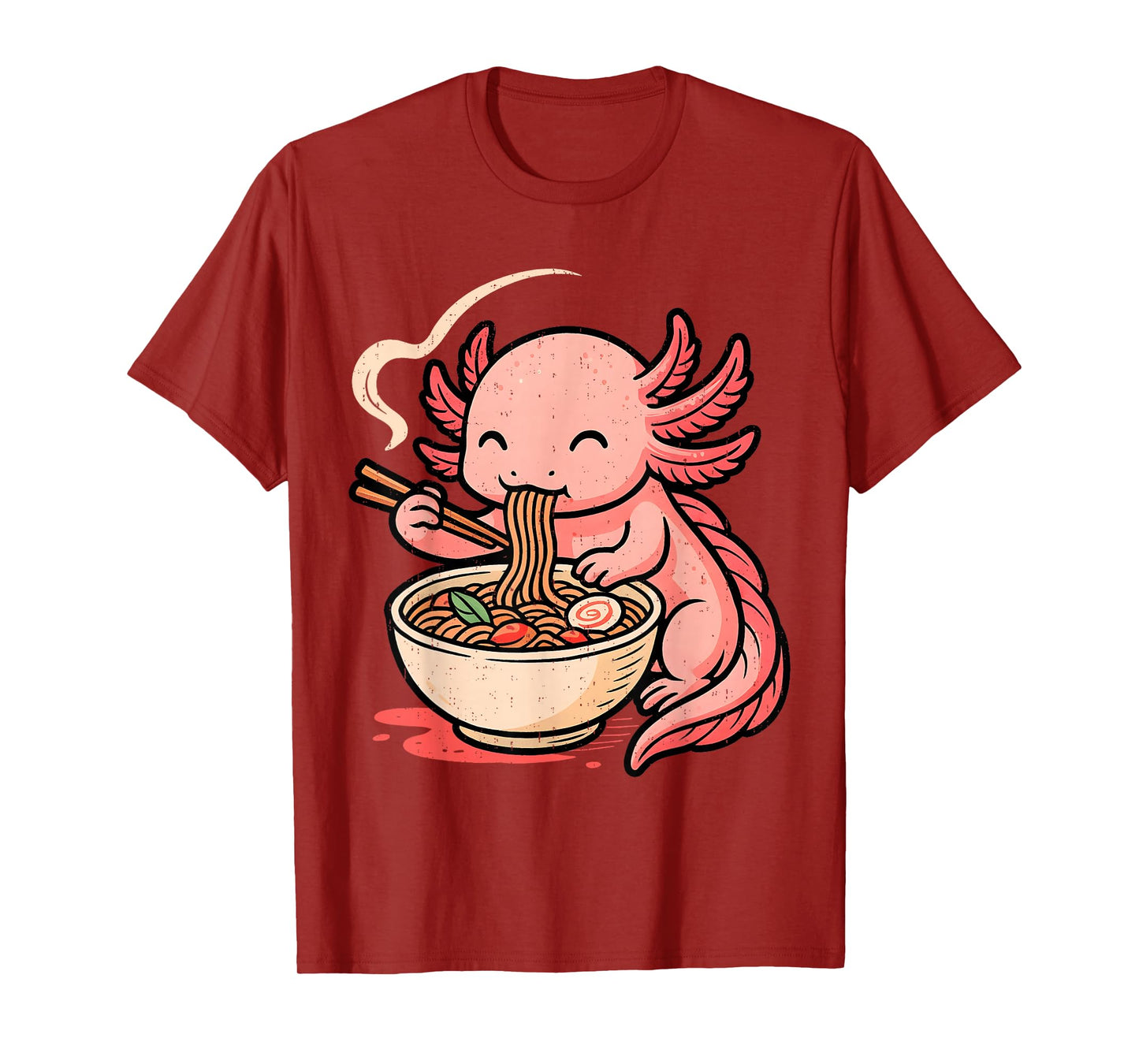 Funny Axolotl Noodle Anime Kawaii Animal Eating Ramen T-Shirt