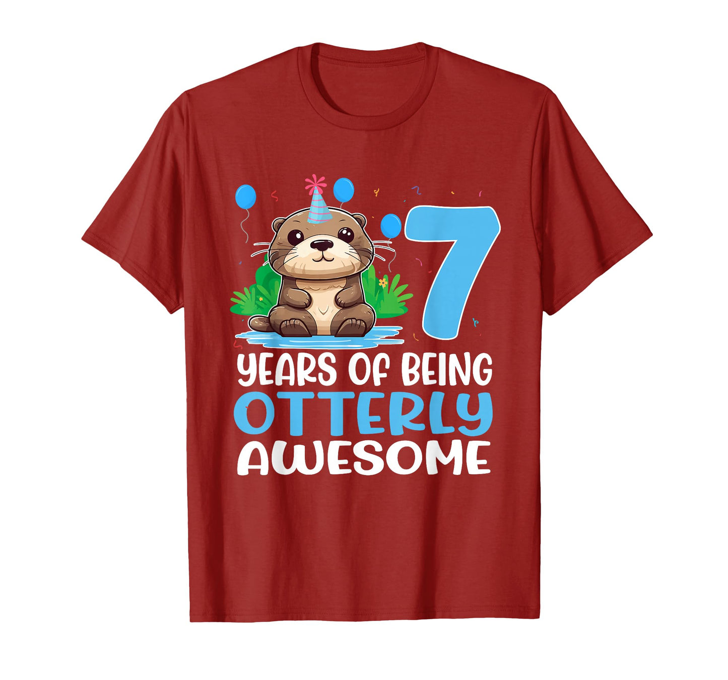 7 Years Of Being Otterly Awesome 7th Birthday Cute Otter T-Shirt