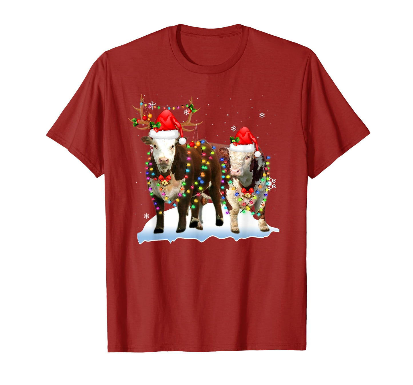 Hereford Christmas Tree Lights Reindeer Santa Xmas Pajama T-Shirt
