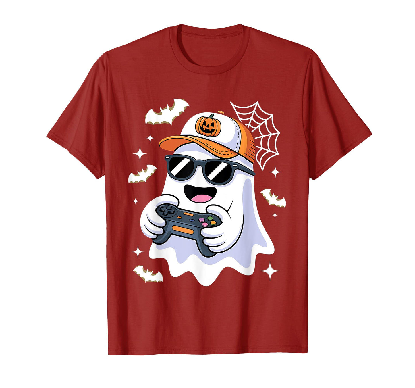 Halloween Ghost Gamer Scary Costume Gaming Men Boys Kids T-Shirt