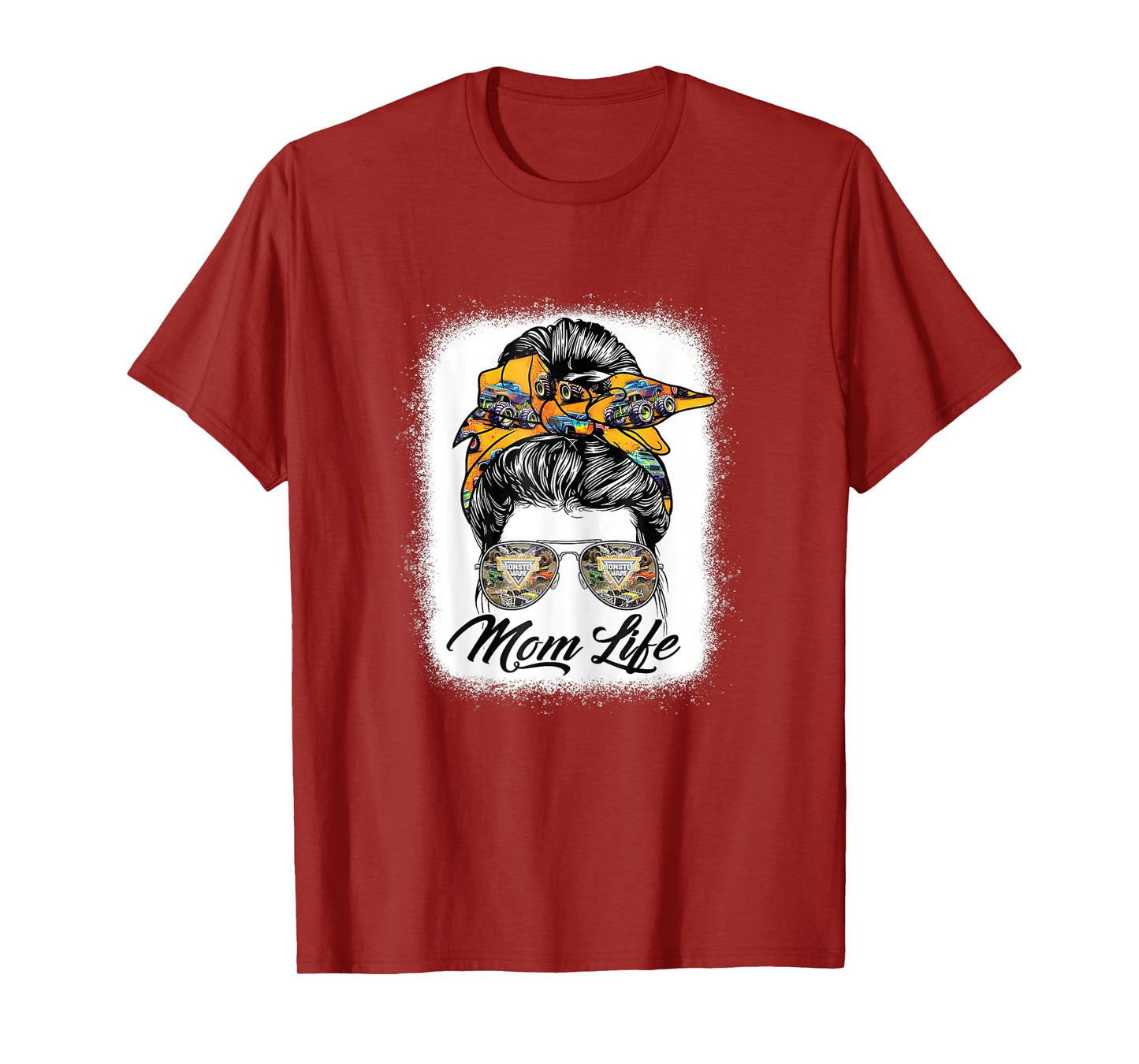 Messy Bun Woman & Monster Truck Mom Life Happy Mothers Day T-Shirt