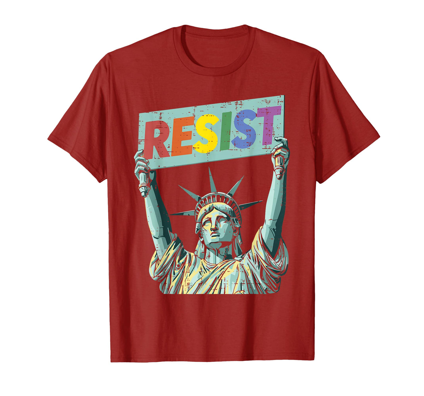 Resist Rainbow Statue Liberty Protest Lgbt Gay Men Women T-Shirt