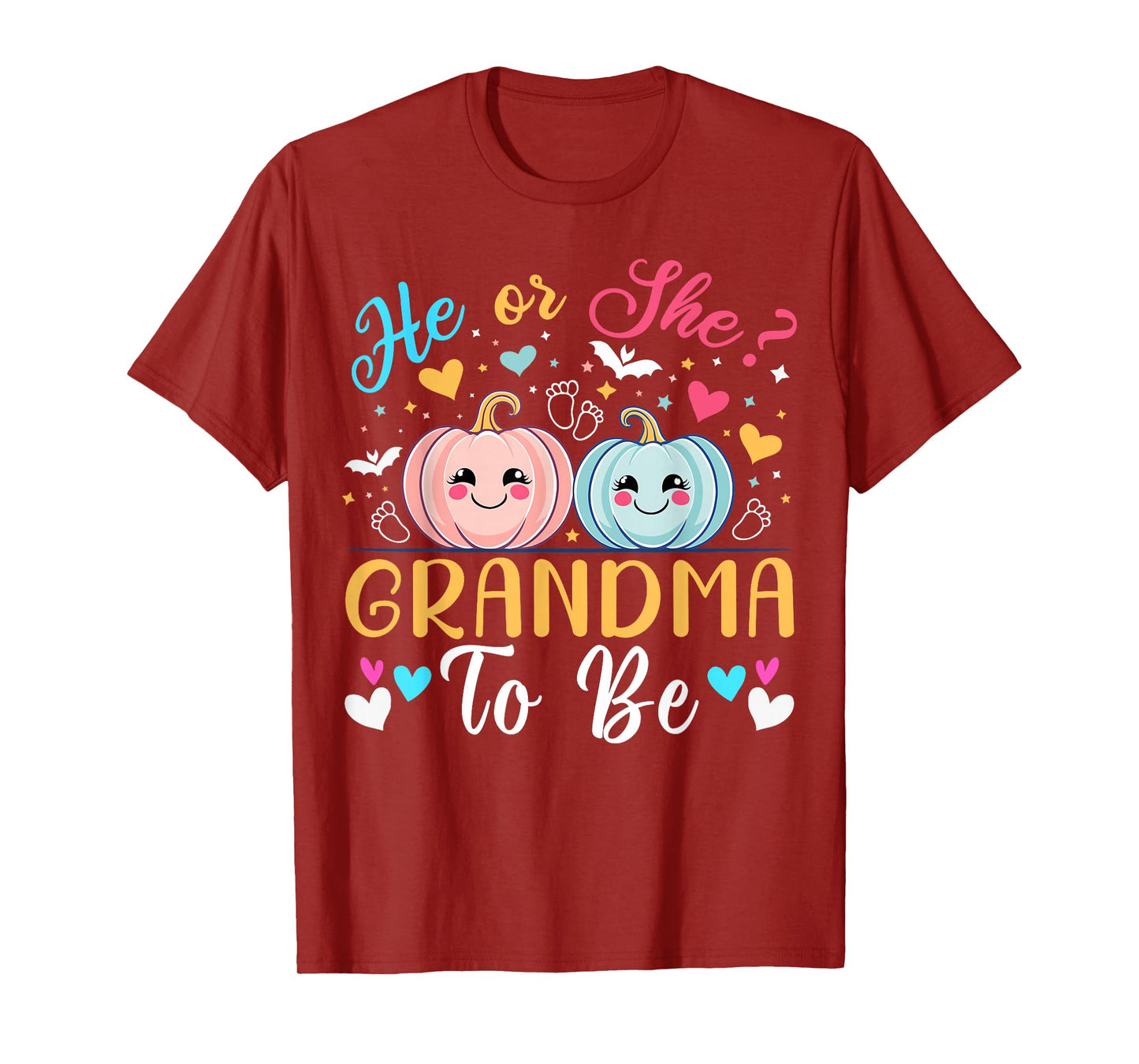 Halloween Gender Reveal He or She Grandma To Be Pumpkin T-Shirt