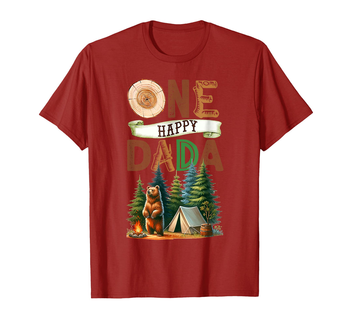 One Happy Dada Camper First Birthday Camping Bear Mother T-Shirt