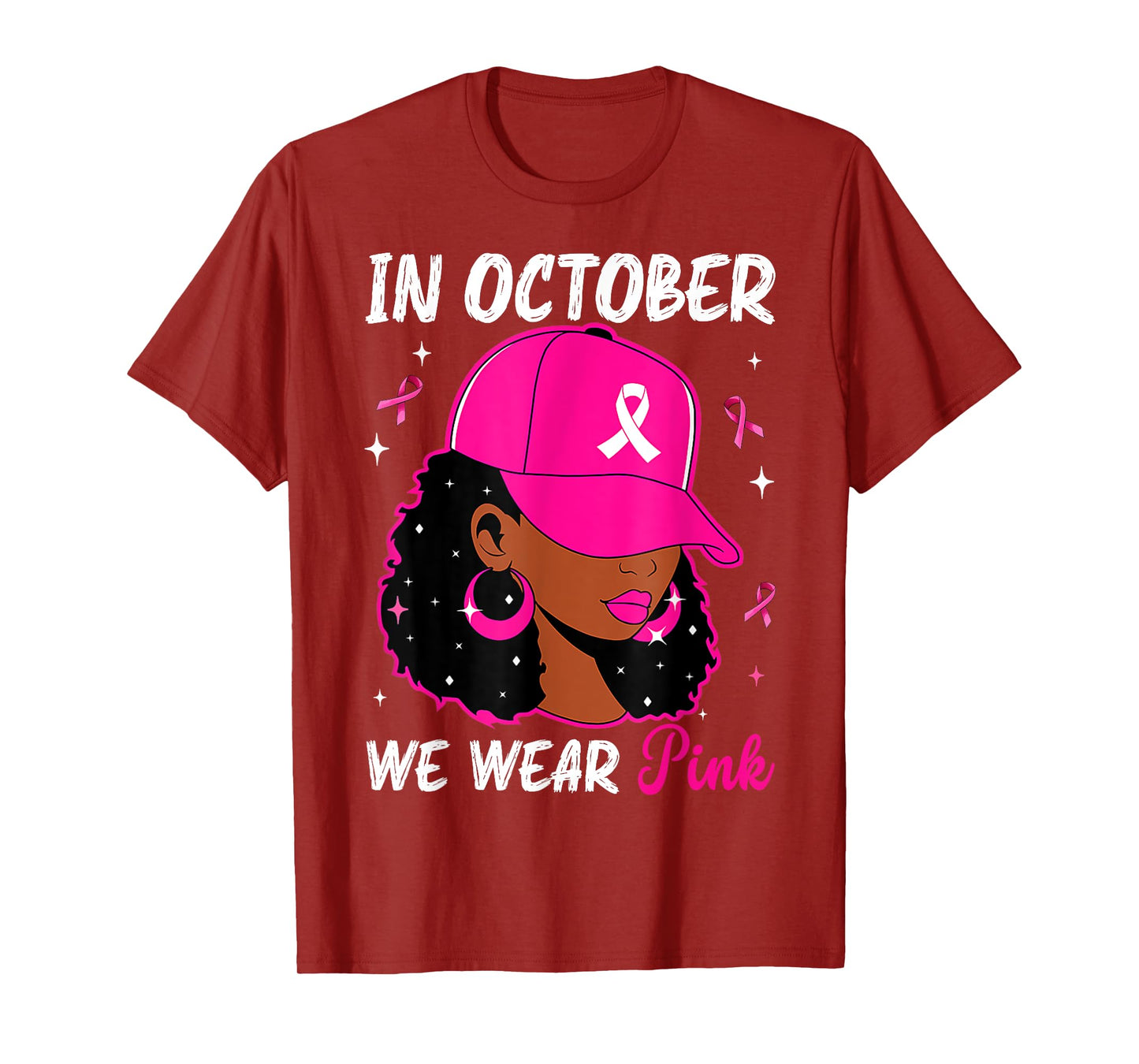In October We Wear Pink Black Women Breast Cancer Awareness T-Shirt
