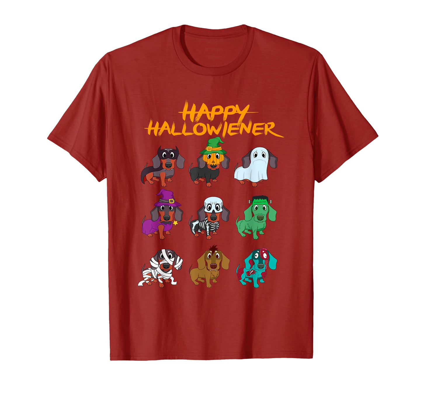 Happy Hallowiener Funny Halloween Daschund Weiner Dog Gift T-Shirt for Men Women Kids