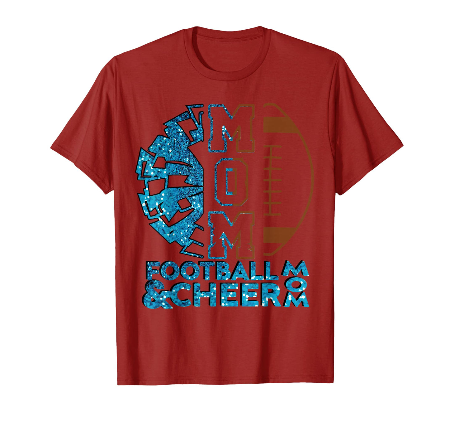 Cheer Football Cheerleading Mom Of Both Messy Bun Bleached T-Shirt