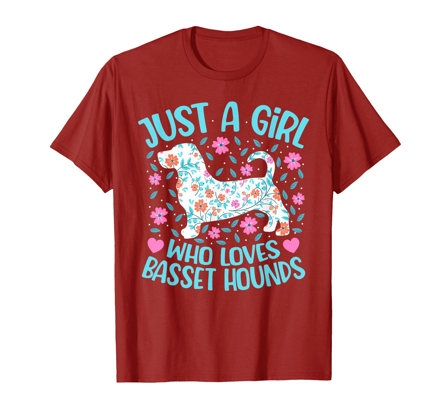 Just A Girl Who Loves Basset Hounds Floral Women Dog T-Shirt