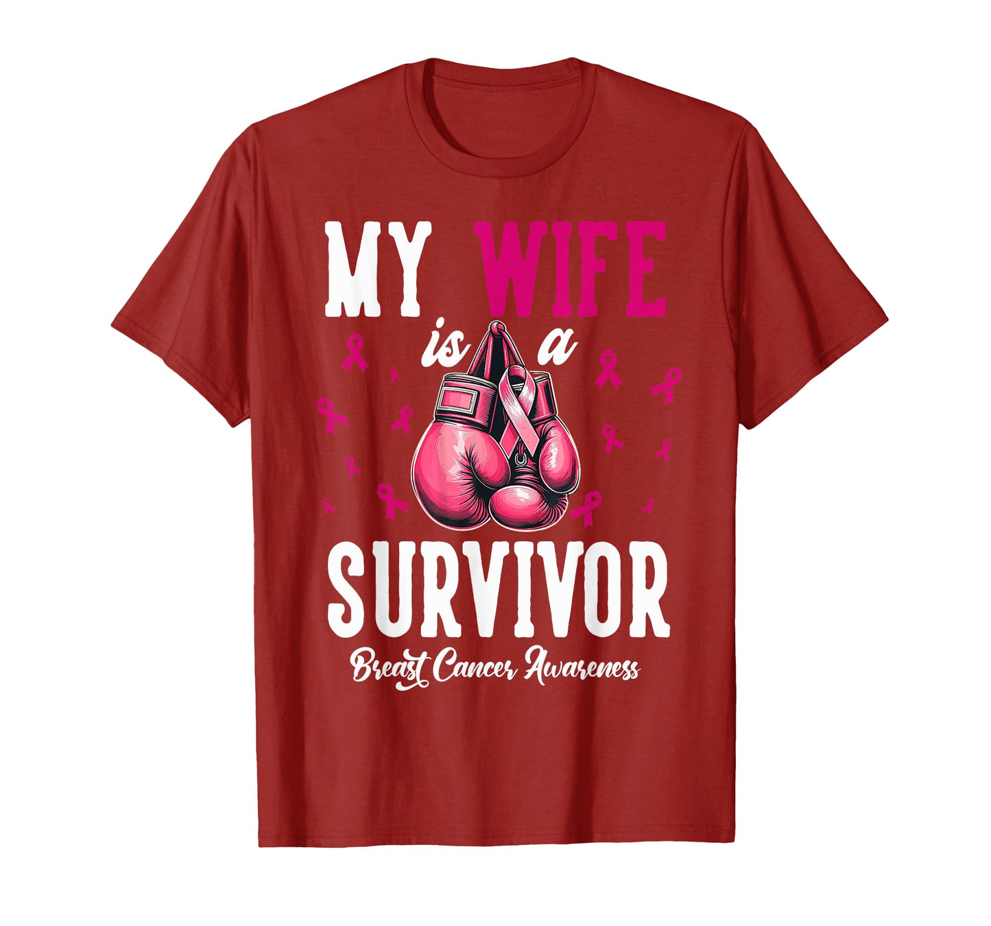 My Wife is A Survivor Boxing Glove Breast Cancer Awareness T-Shirt