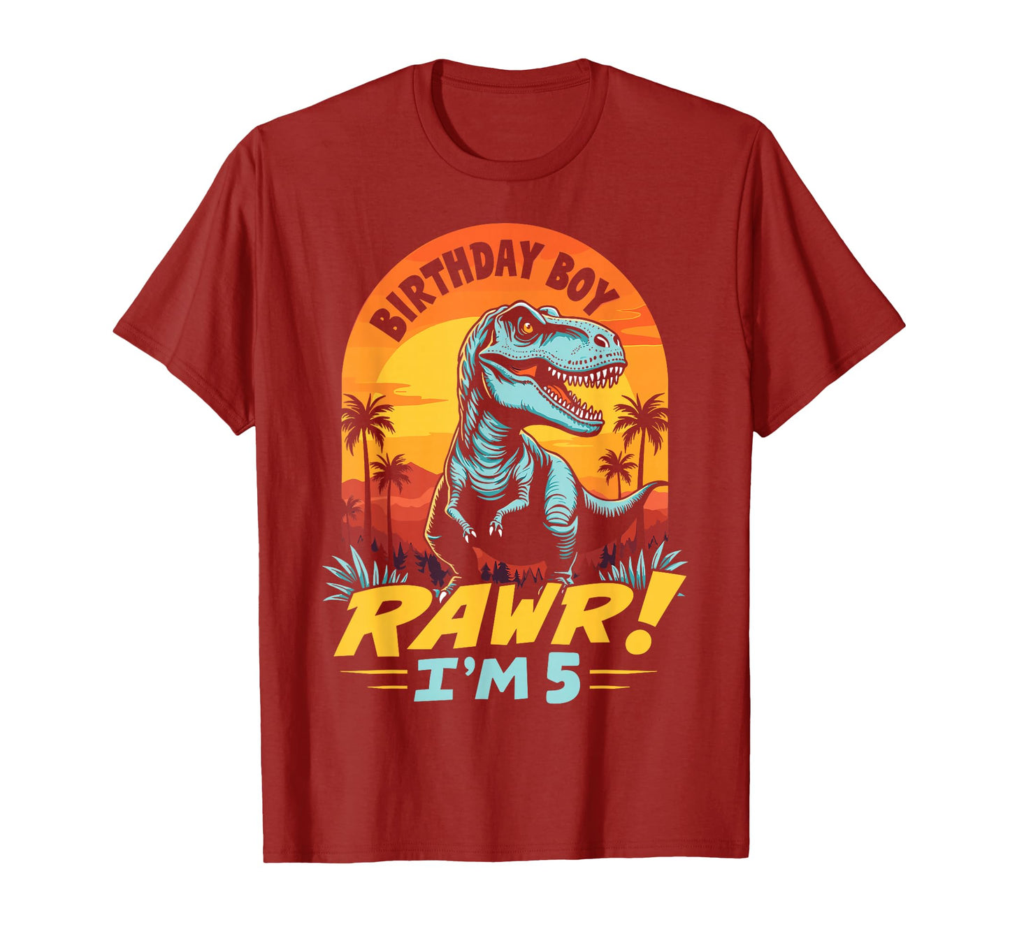 Rawr I'm 5 T-Rex Boys 5th Birthday Dinosaur Party Dino Lover T-Shirt