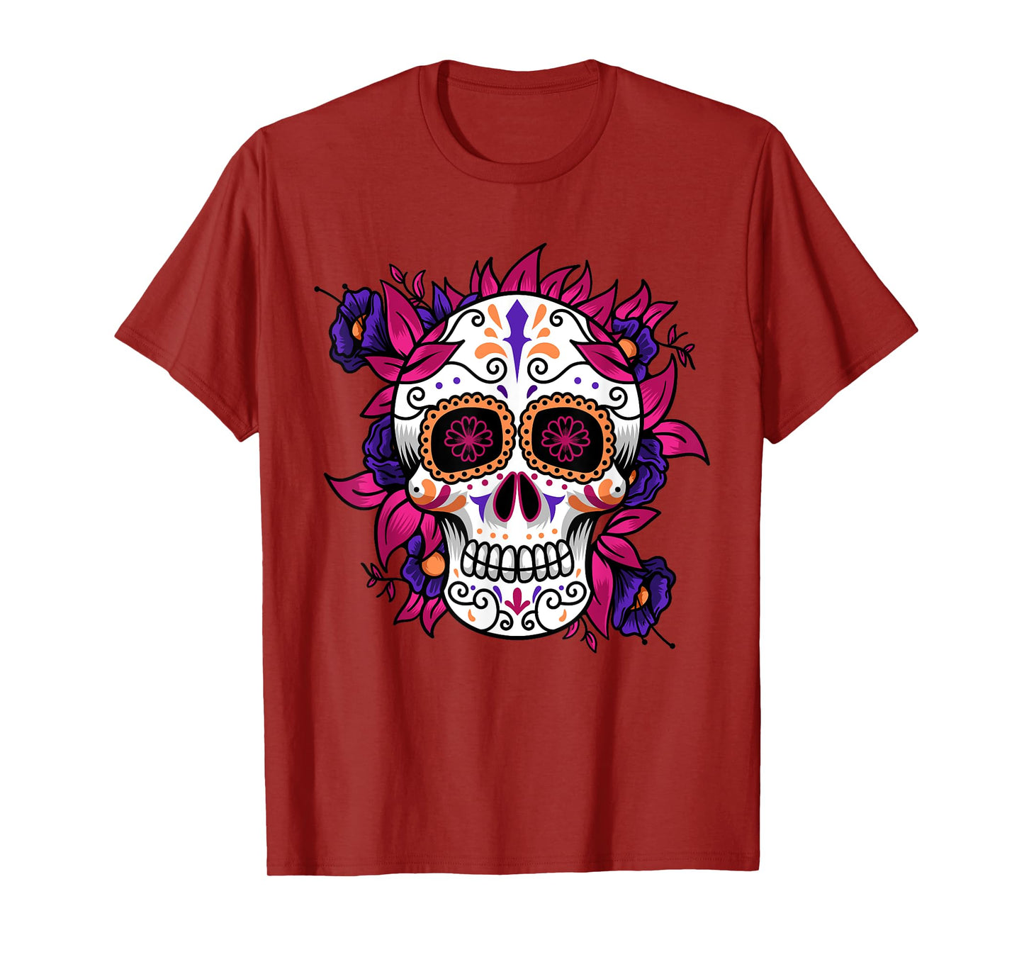 Flower Sugar Skull Funny Day Of The Dead Gift For Men Women T-Shirt