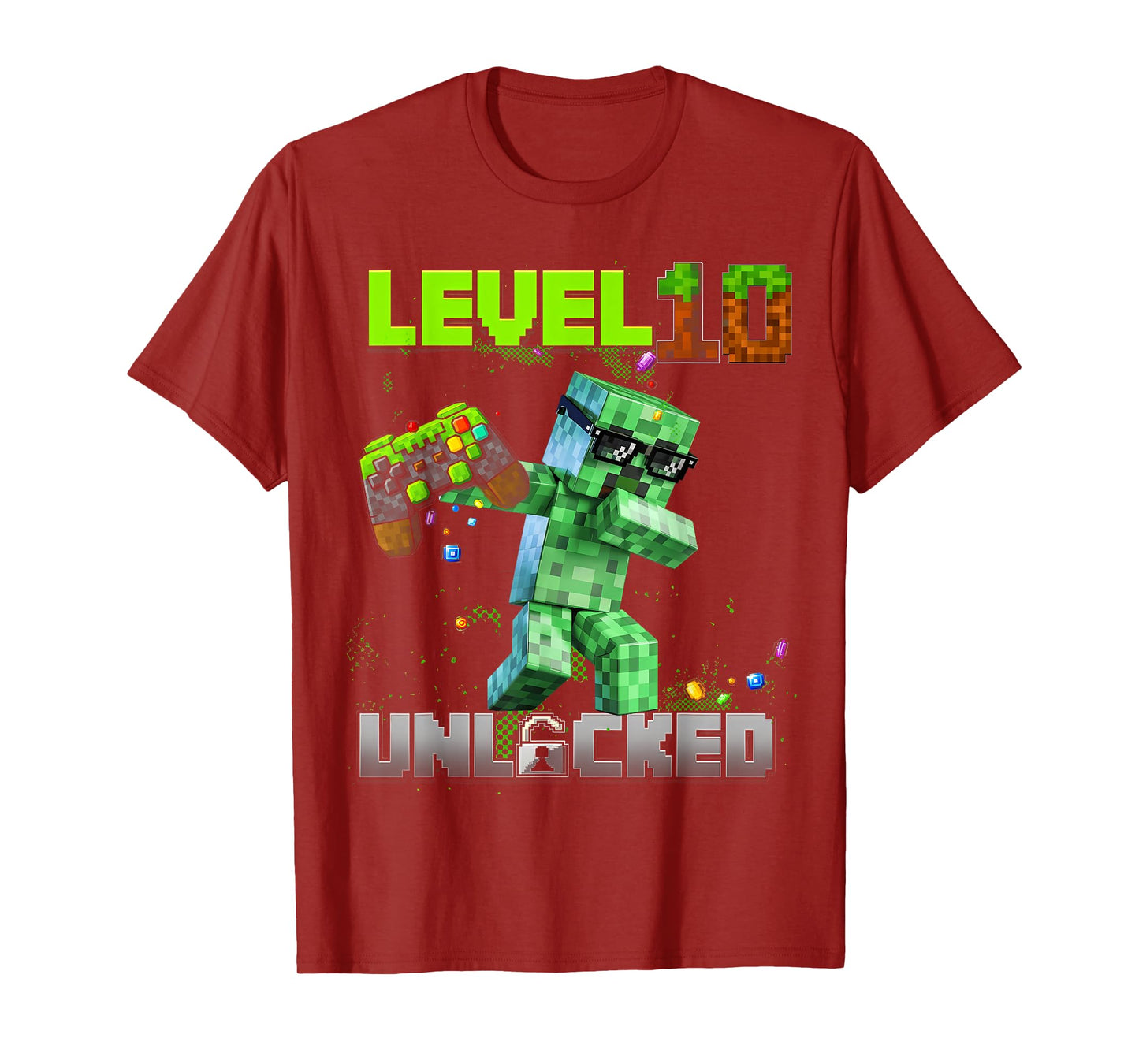 Level 10 Unlocked - Birthday Boy Pixel Gamer 10th Birthday T-Shirt