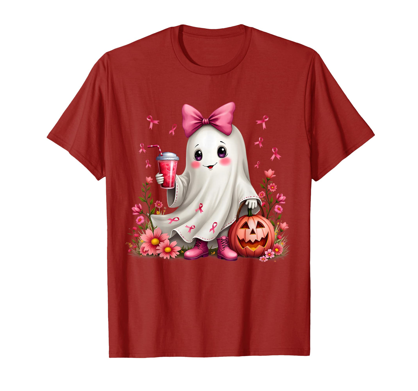 In October We Wear Pink Ghost Breast Cancer Awareness T-Shirt