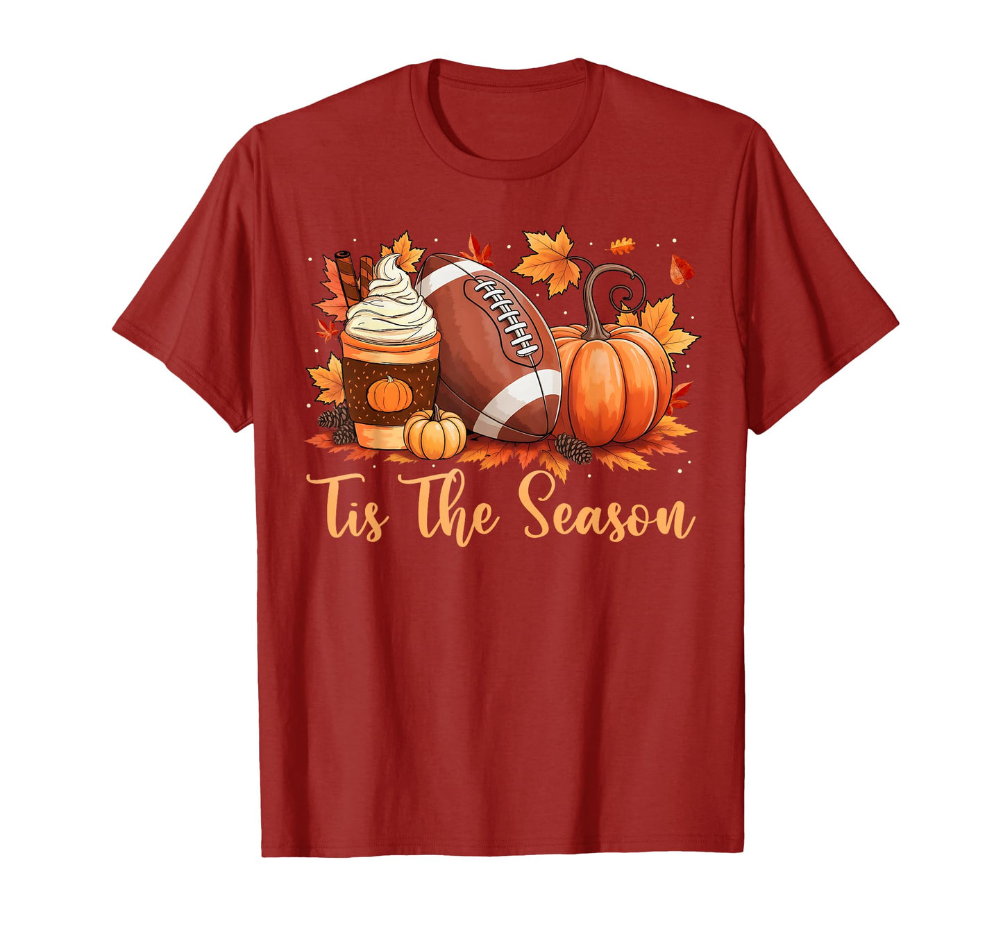 Tis The Season Fall Thanksgiving Pumpkin Spice Football T-Shirt