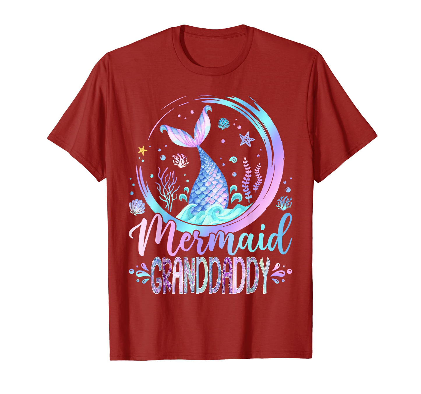 Mermaid Granddaddy Family Matching Girl Birthday Party T-Shirt