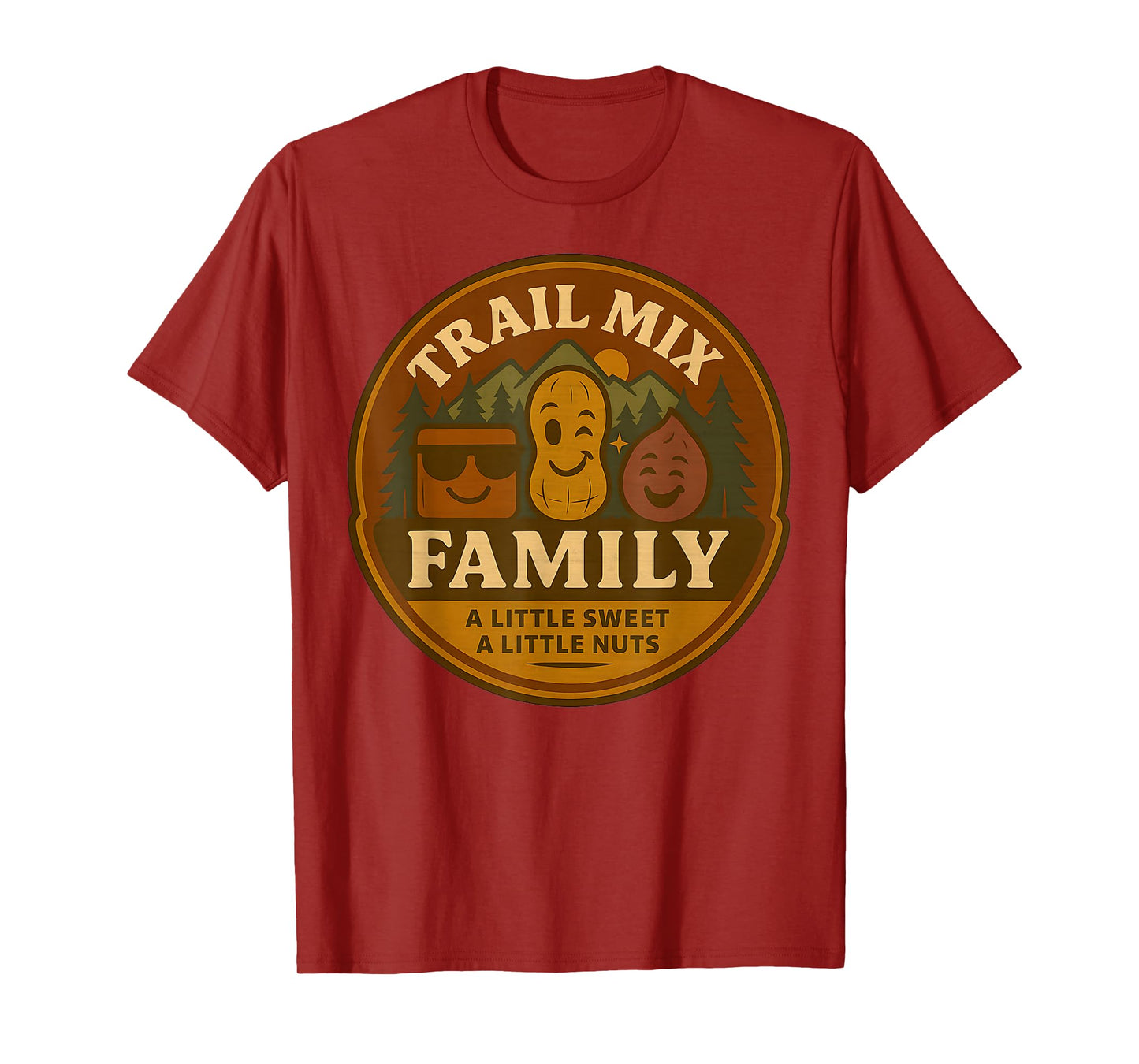 Matching Family Hiking Funny Trail-Mix Camping Snacks Retro T-Shirt