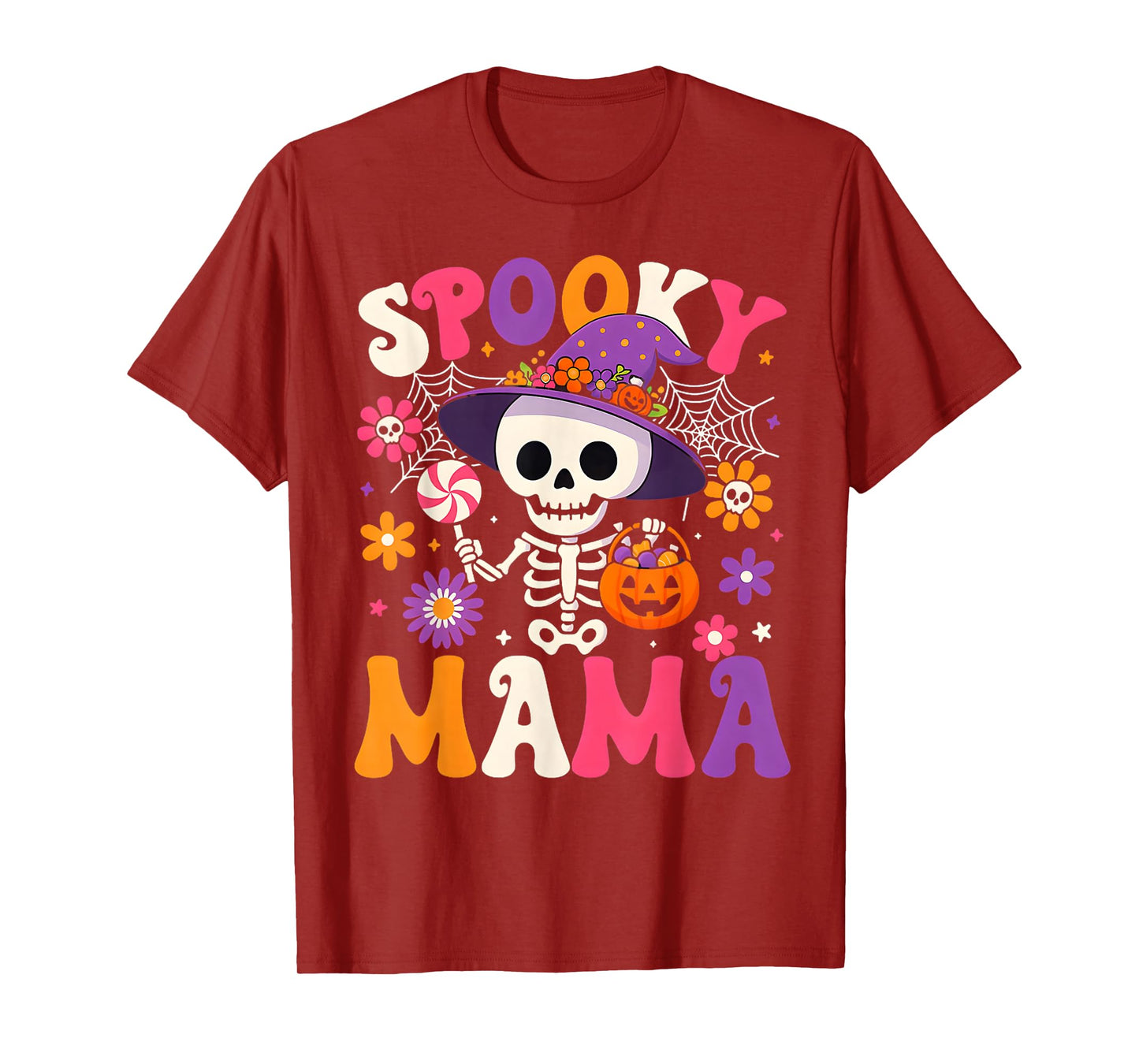 Spooky Mama Skeleton Pumpkin Candy Mommy Halloween Costume T-Shirt