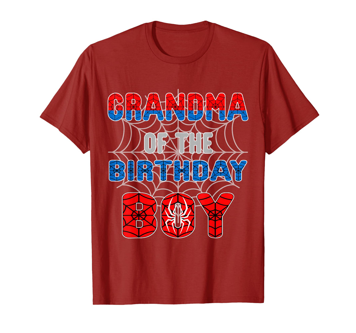 Spider Web Birthday Party Grandma of The Birthday Boy T-Shirt