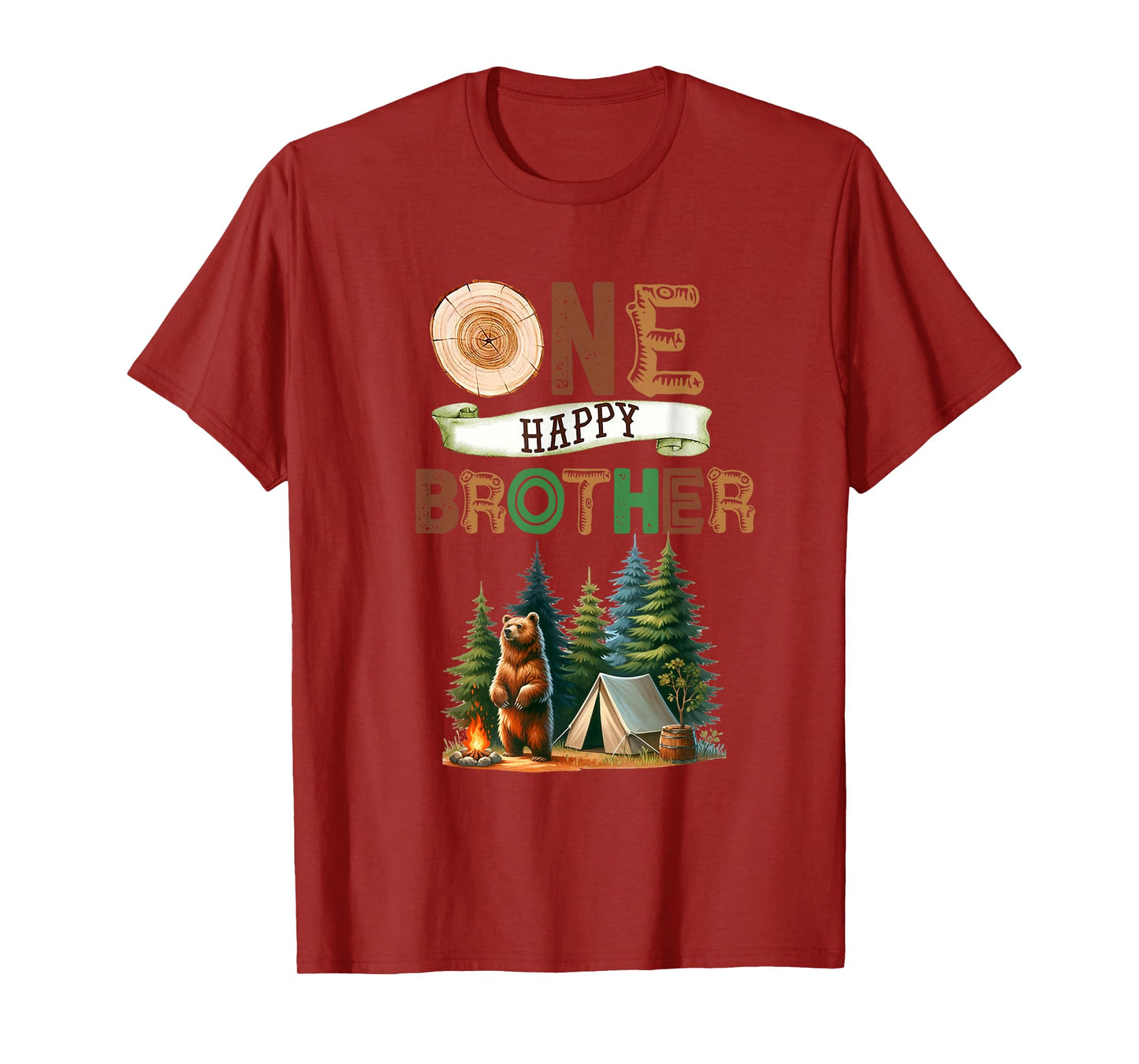 One Happy Brother Camper First Birthday Camping Bear Bro T-Shirt