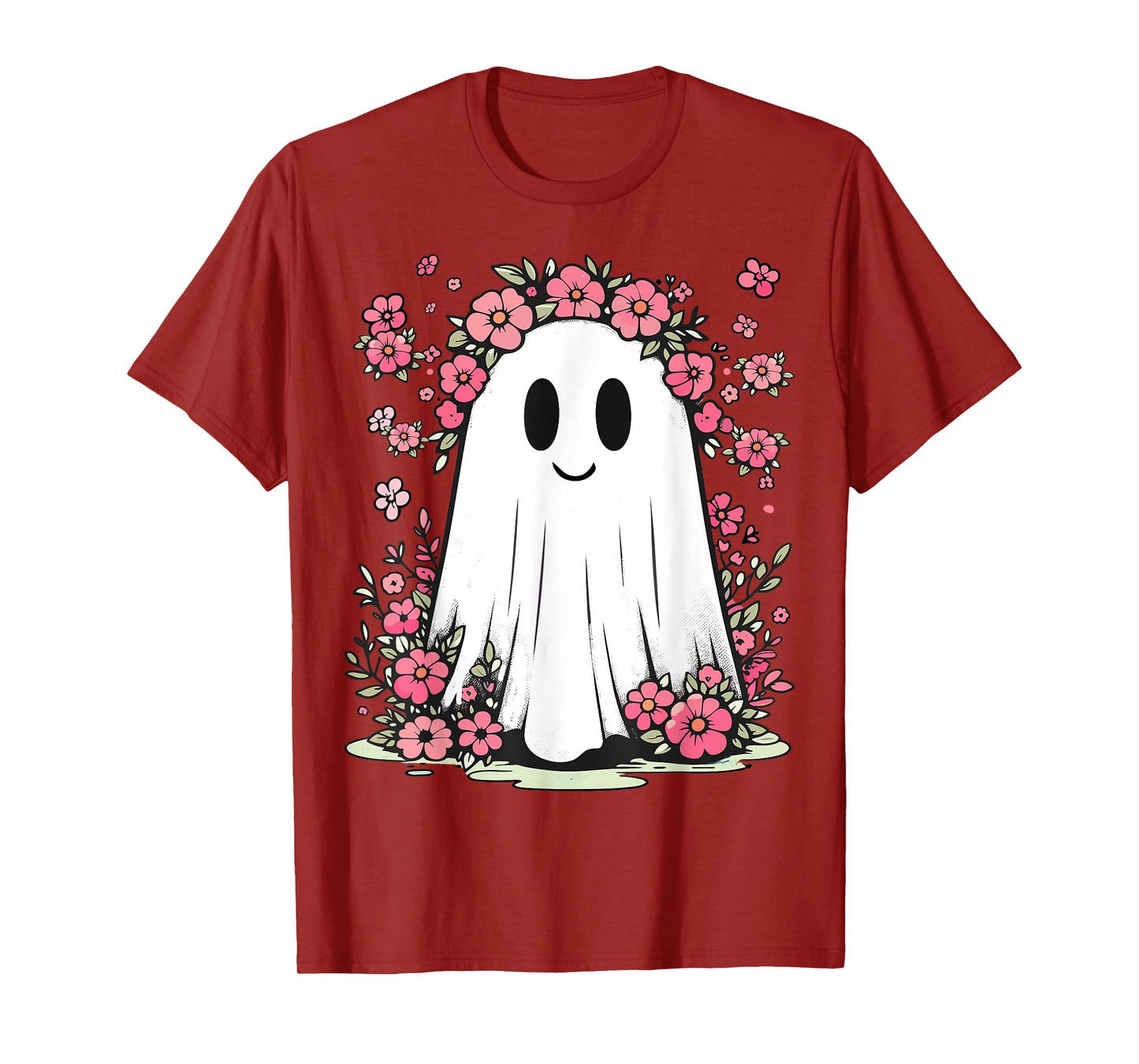 Floral Ghost Halloween Girls Cute Spooky Halloween Ghost T-Shirt