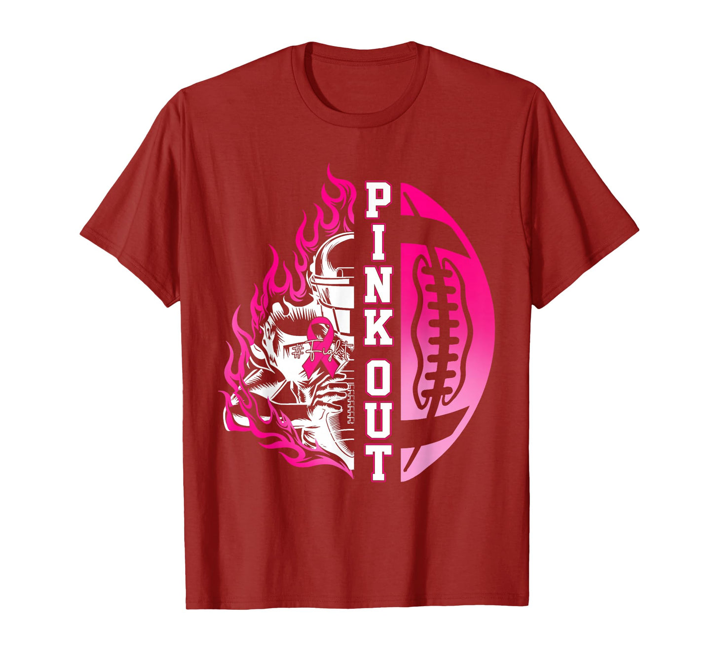 in October We Wear Pink Football Breast Cancer Awareness T-Shirt