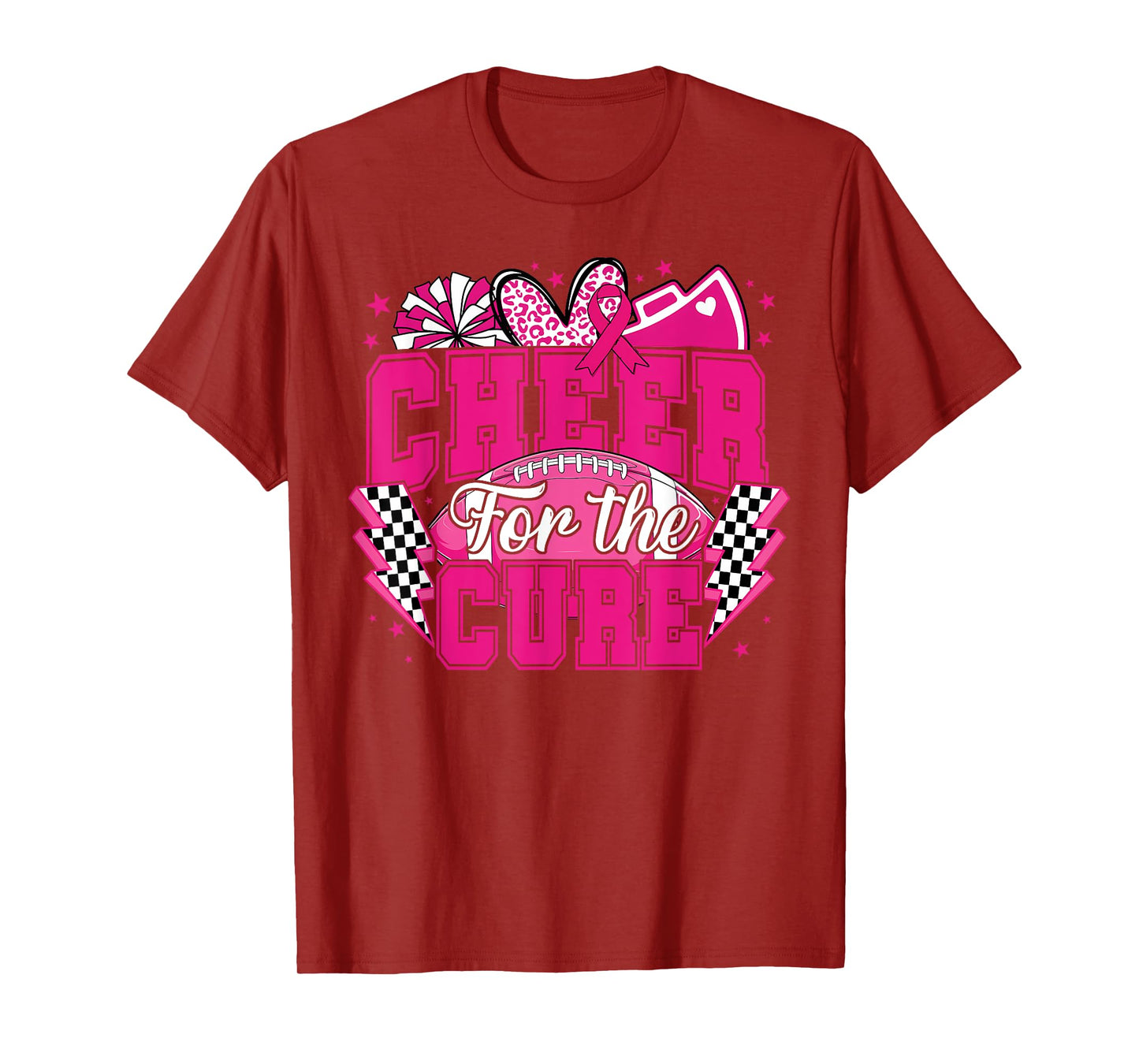 Breast Cancer Awareness Cheer for The Cure Football T-Shirt