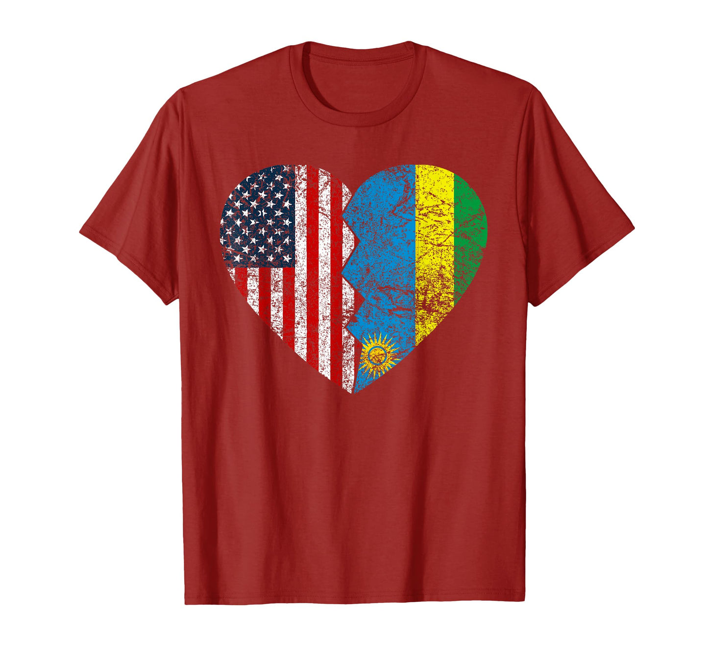 Rwandan American Flags Heart | United States Rwanda Roots Women Kids Men T-Shirt