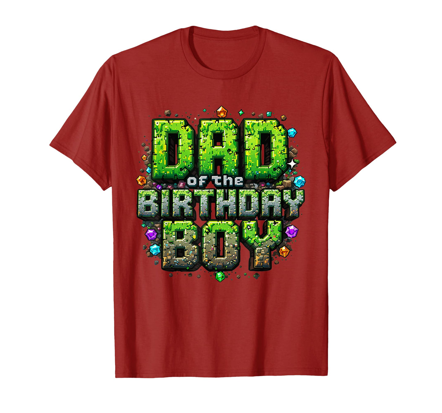 Dad Of The Birthday Boy Game Pixel Number Birthday Party T-Shirt